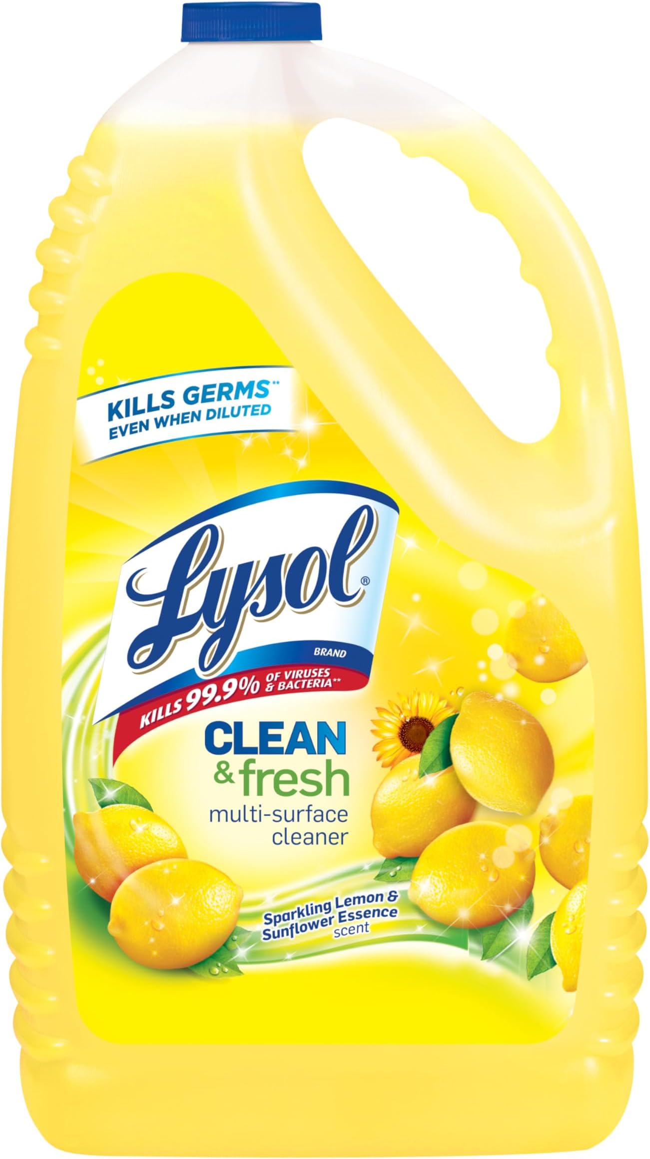 Multi-Surface Cleaner, Sanitizing and Disinfecting Pour, to Clean and Deodorize, Sparkling Lemon and Sunflower Essence, 144 Fl Oz