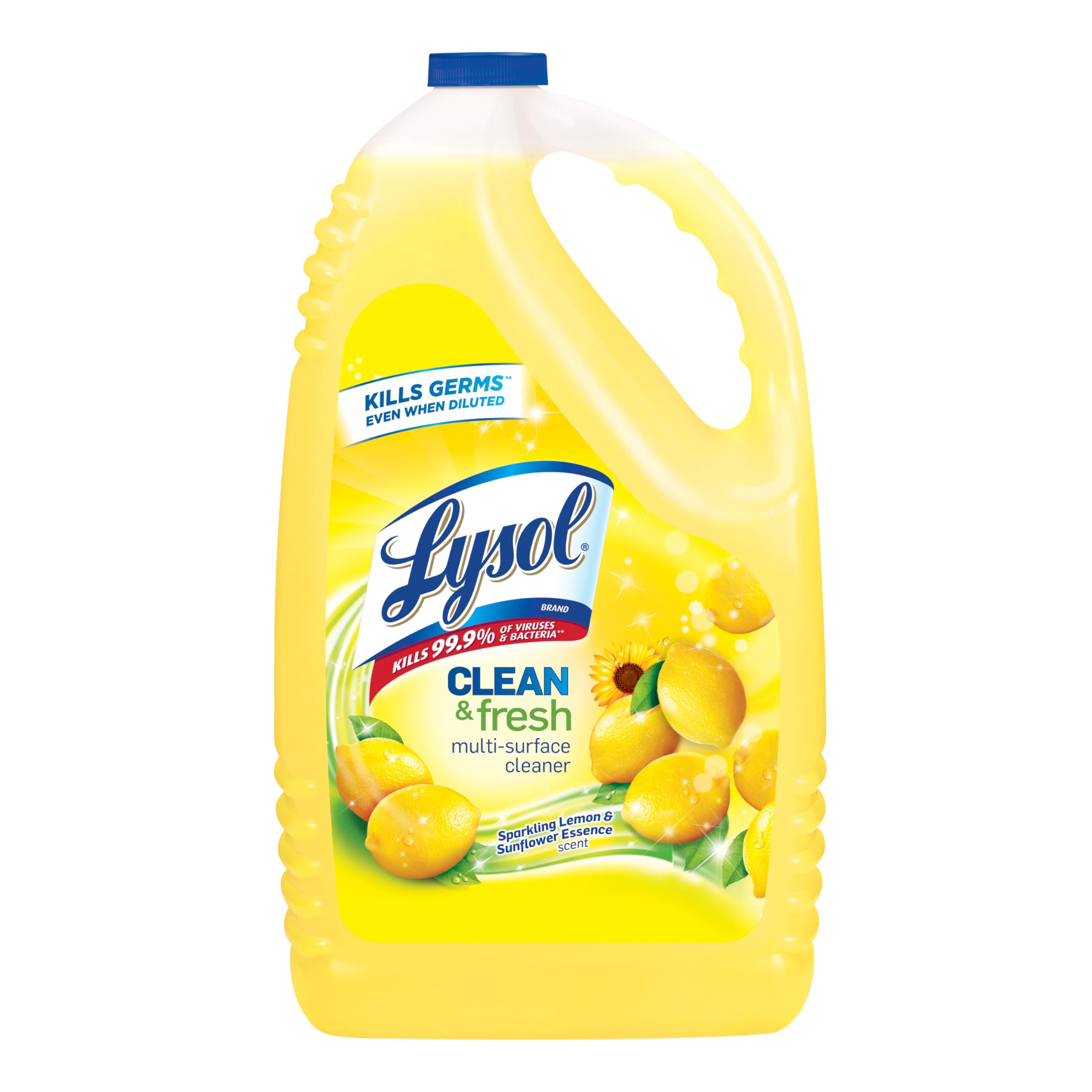 Lysol Multi-Surface Cleaner, Sanitizing and Disinfecting Pour, to Clean and Deodorize, Sparkling Lemon and Sunflower Essence, 144 Fl Oz
