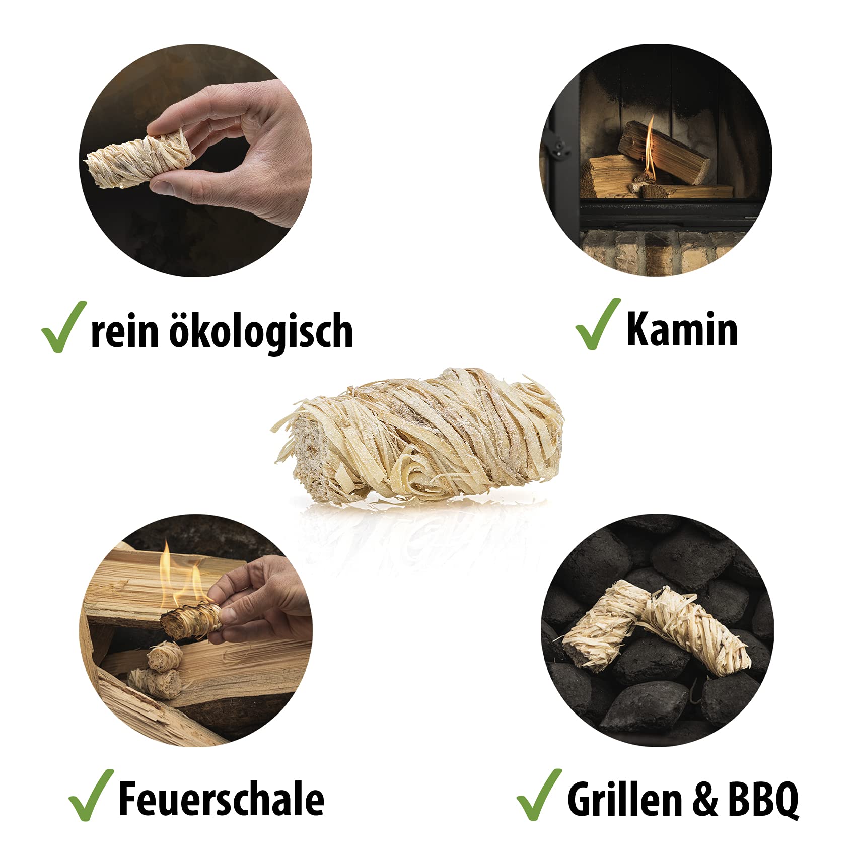 Axtschlag Premium Anzündwolle 6 x 1kg | Holzwolle Wachs Kaminanzünder | ökologischer Grillanzünder Holzanzünder | Anzünder für Kamin Grill Ofen