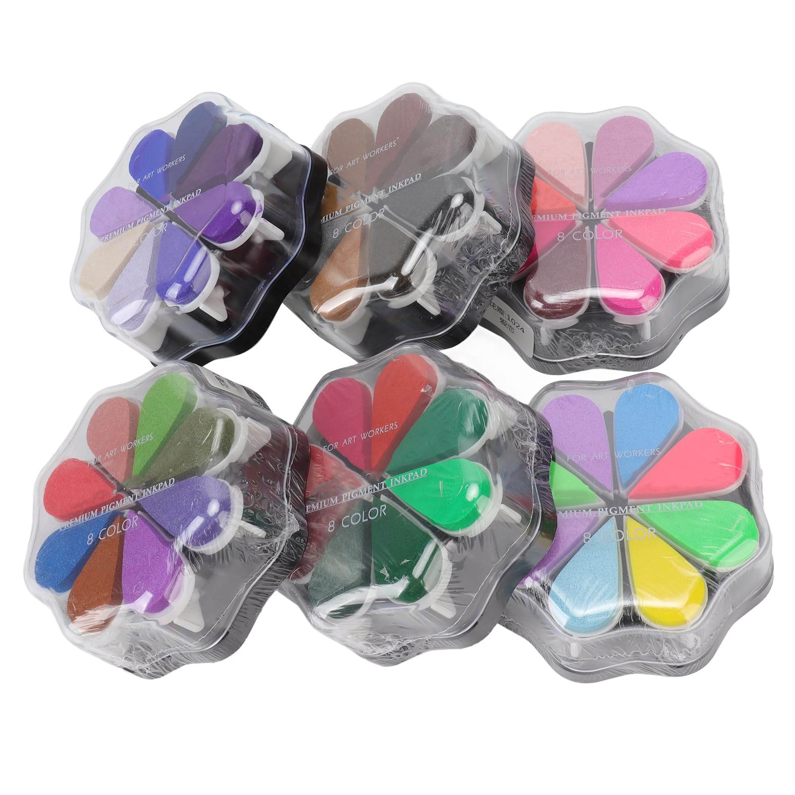 6 pezzi di timbro ad inchiostro lavabile a forma di petalo con 8 colori metallici, timbro ad acqua per timbri in gomma, impronte digitali e impronte dei piedini dei neonati,