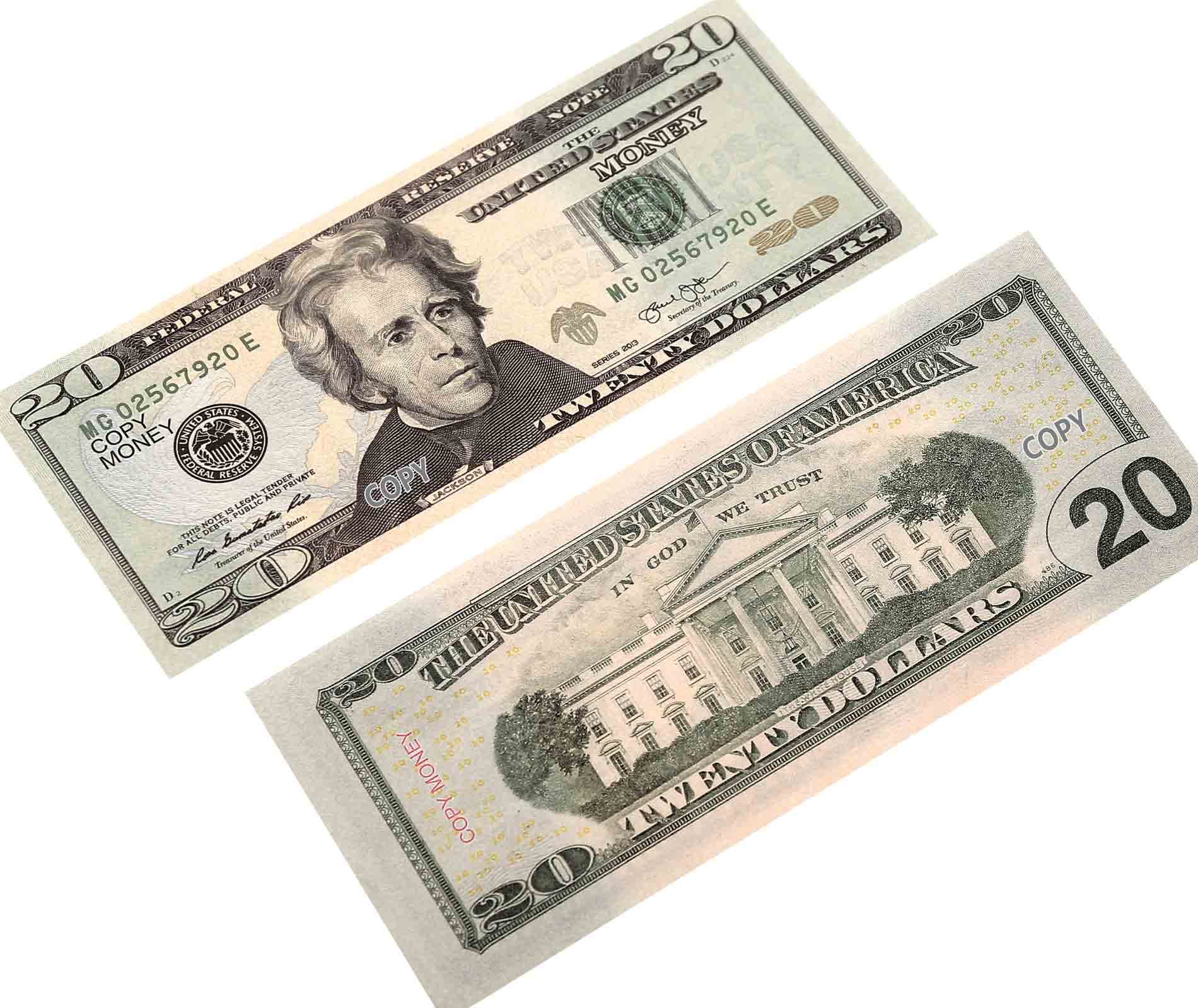 Muvopct Movie Prop Money Full Print 2 Sided,100 PCS 20 Dollar Bills