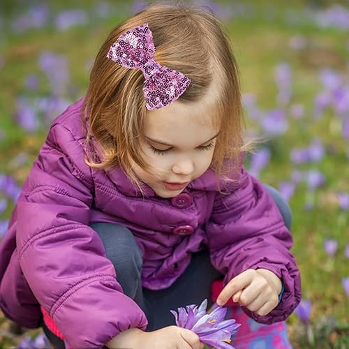 Miniatura 8 de Love Fairy - Horquilla de lazo con purpurina de 3 pulgadas, pinza de pelo con lentejuelas brillantes para niñas, adolescentes y mujeres (rojo)