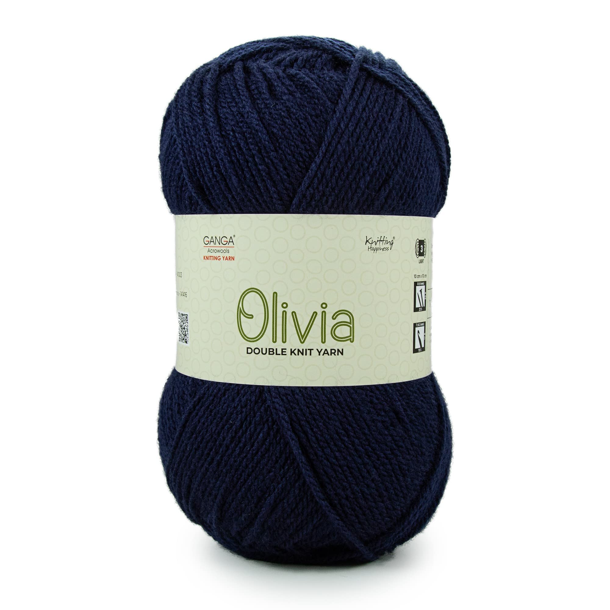 GANGA Acrylic Olivia Hand Knitting And Crochet Yarn (Navy Blue) (100Gms)