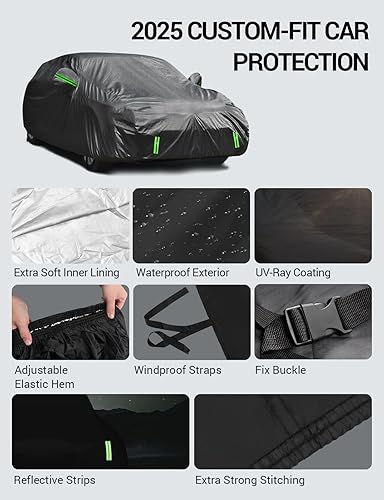 Miniatura 8 de Proadsy 2024 Upgrade Car Cover for Honda Civic 2016-2023 2024, Waterproof All Weather for Automobiles, Windproof Snowproof Rain Hail Sun UV