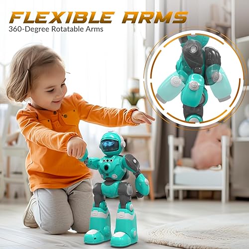 Miniatura 7 de STEMTRON Juguetes robot para niños, robot programable de control remoto con función de voz de grabación mágica, detección inteligente de gestos,