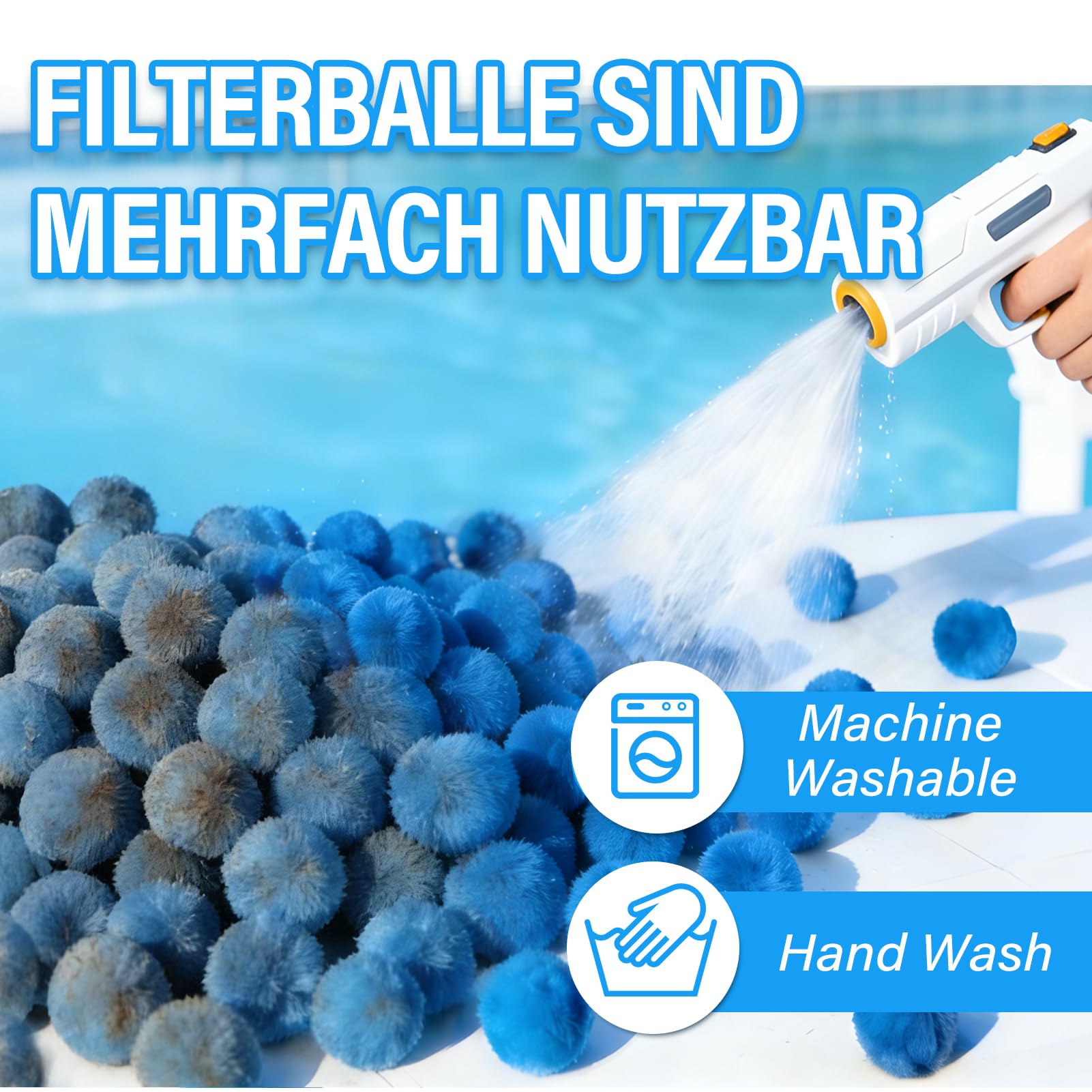 Balles filtrantes de piscine de 1,8 kg pour pompe de filtration, support en fibre haute densité réutilisable amélioré pour remplacer le sable filtrant de 68 kg, filtration durable pour piscine hors