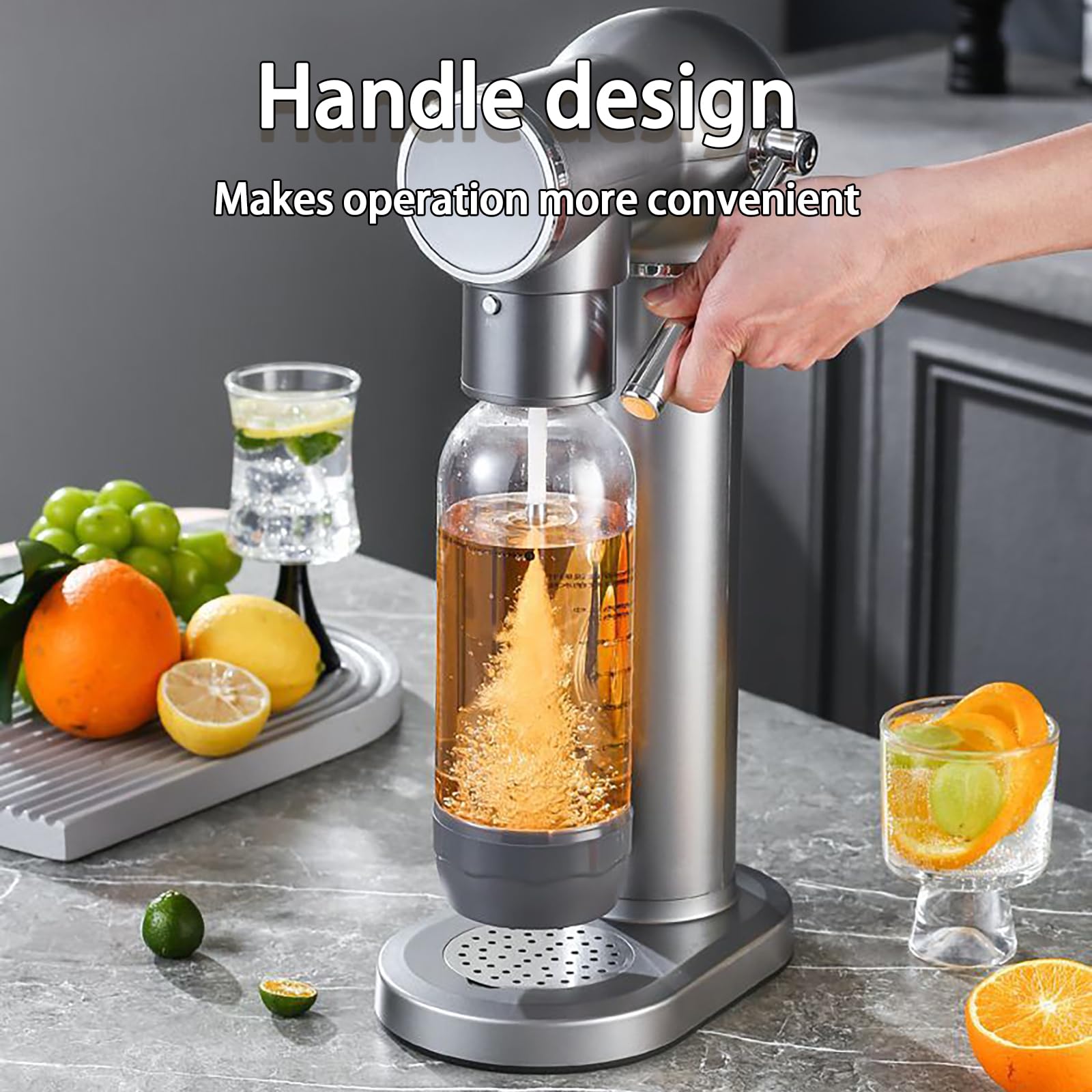 Machine à eau gazeuse pour usage domestique et commercial, limitation de pression sûre, comprend 2 bouteilles pour jus, thé et vin, fabrication de soda sans effort
