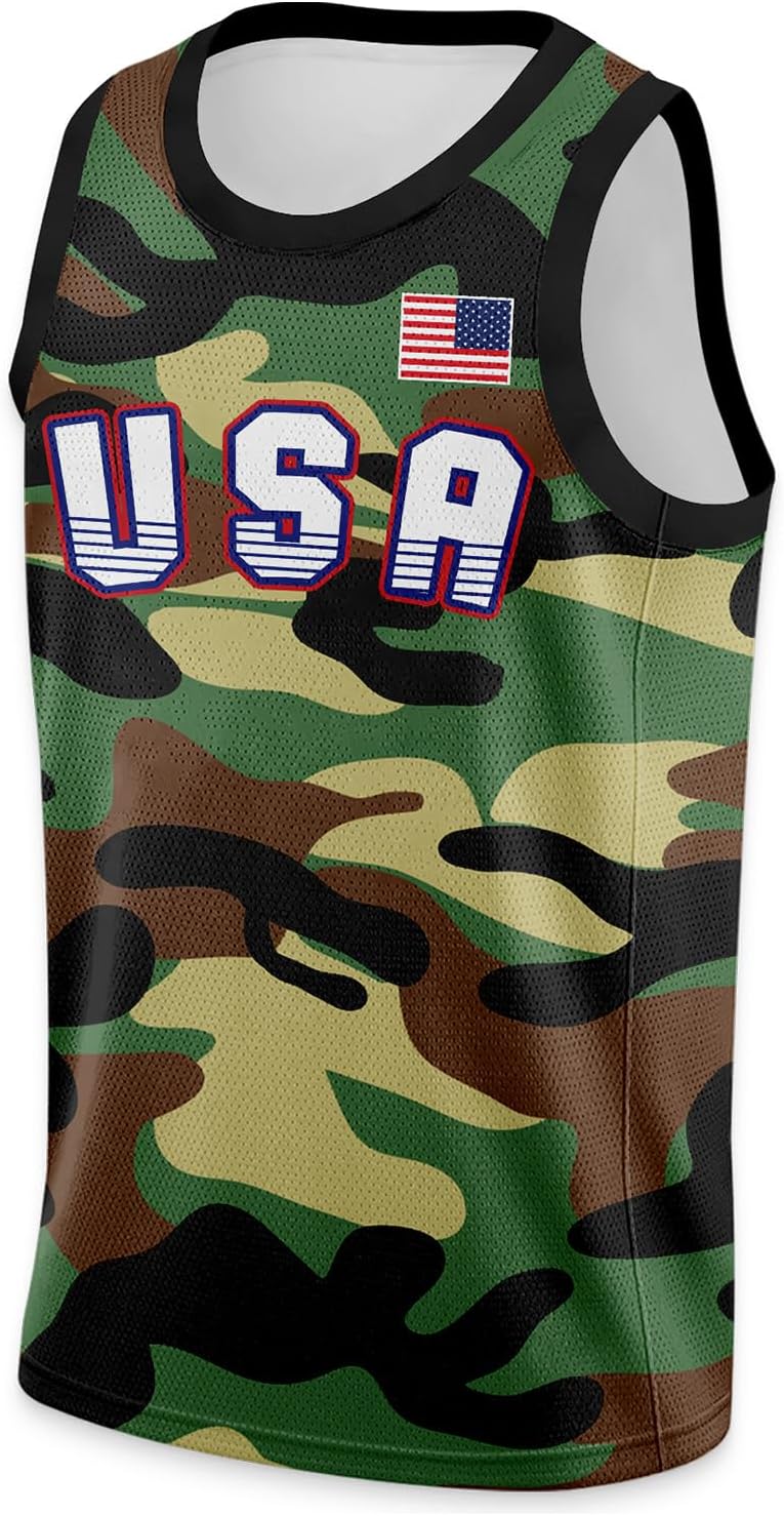 Men's 4th of July USA Flag Basketball Jerseys for Independence Day Red White Blue Shirts American Patriotic Jersey