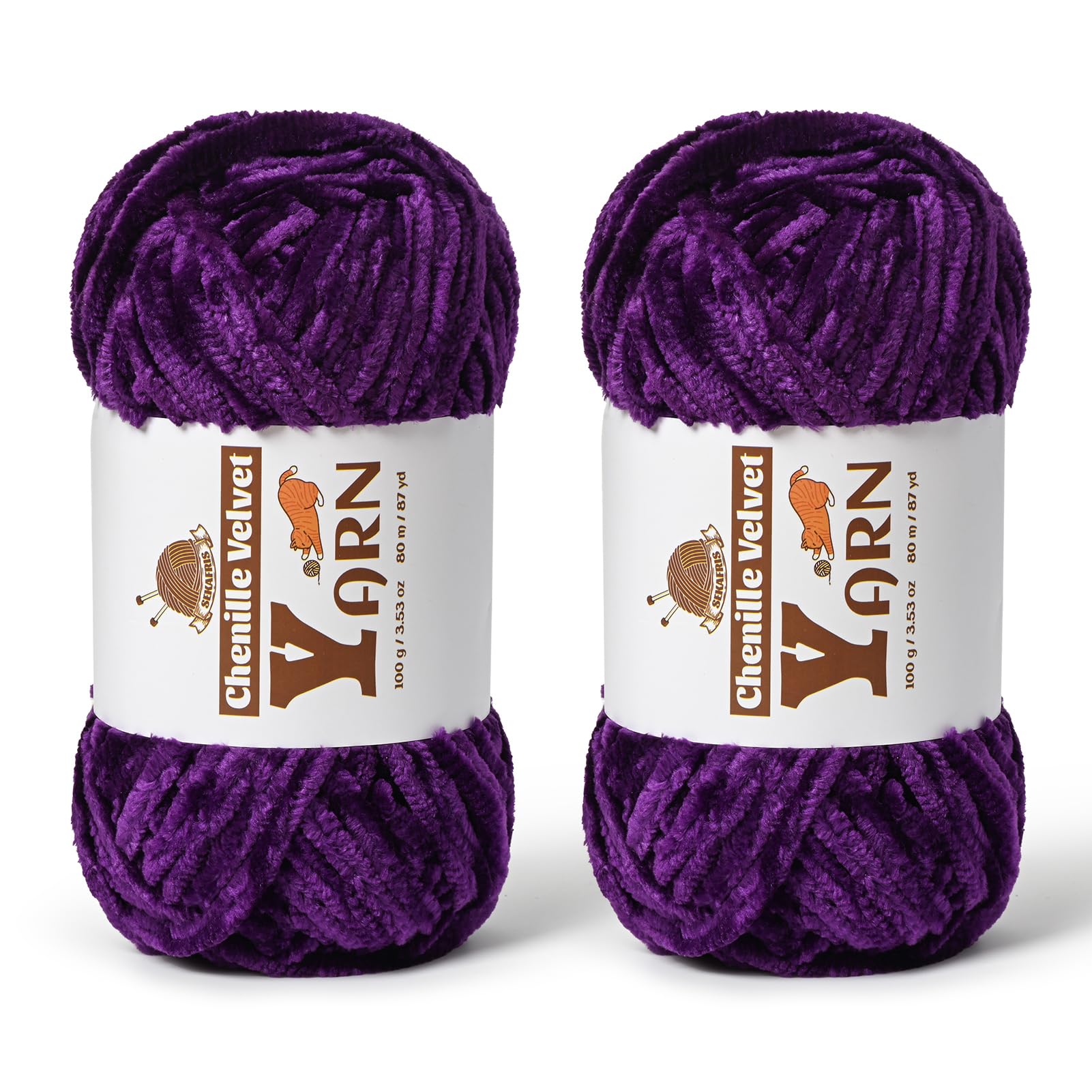 Chenille Crochet Violets Yarn 2 Pack