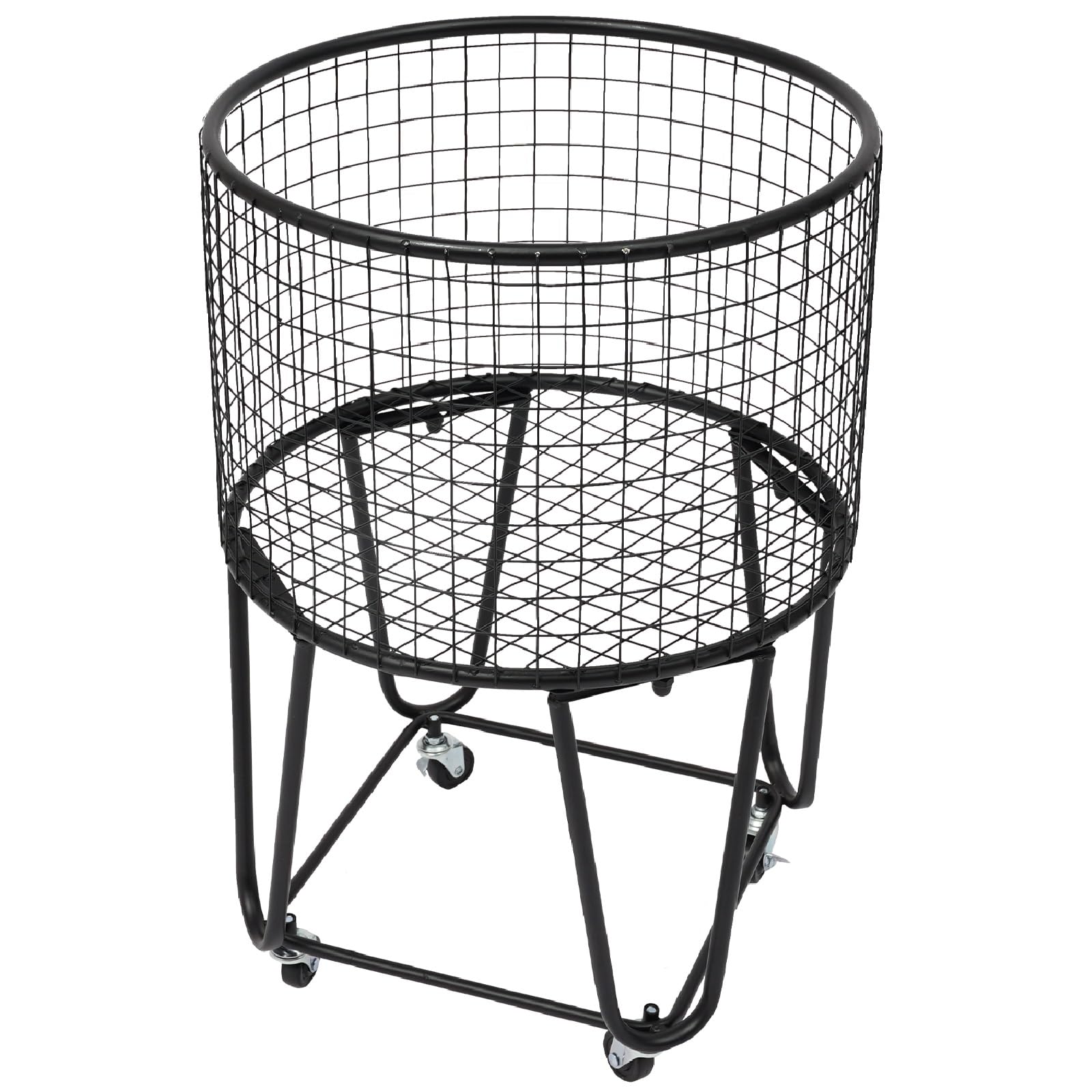 SFSLBFB Rolling Laundry Hamper Cart, Metal Basket Storage Organizer for Bedroom Bathroom Closet