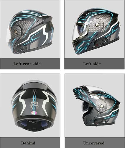 Miniatura 2 de Casco modular de motocicleta de cara completa, con Bluetooth abatible frontal aprobado por DOT, con doble visera, cuatro estaciones, casco de