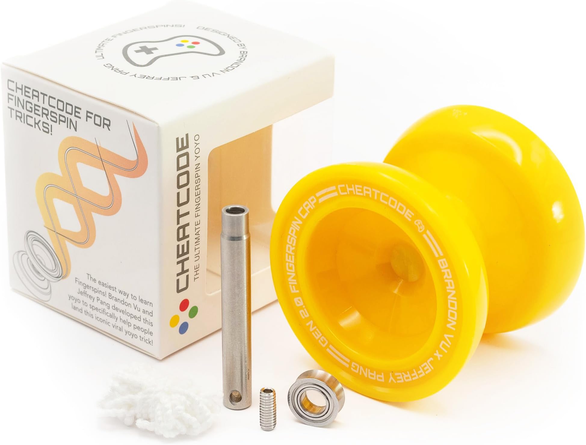 Cheatcode Yoyo by Brandon Vu | Master Fingerspin Tricks | Responsive & Unresponsive Yo-yo for Kids, Teens & Adults | Great Yo Yo for Beginners | Extra Professional Ball Bearing Kit Included | Offset