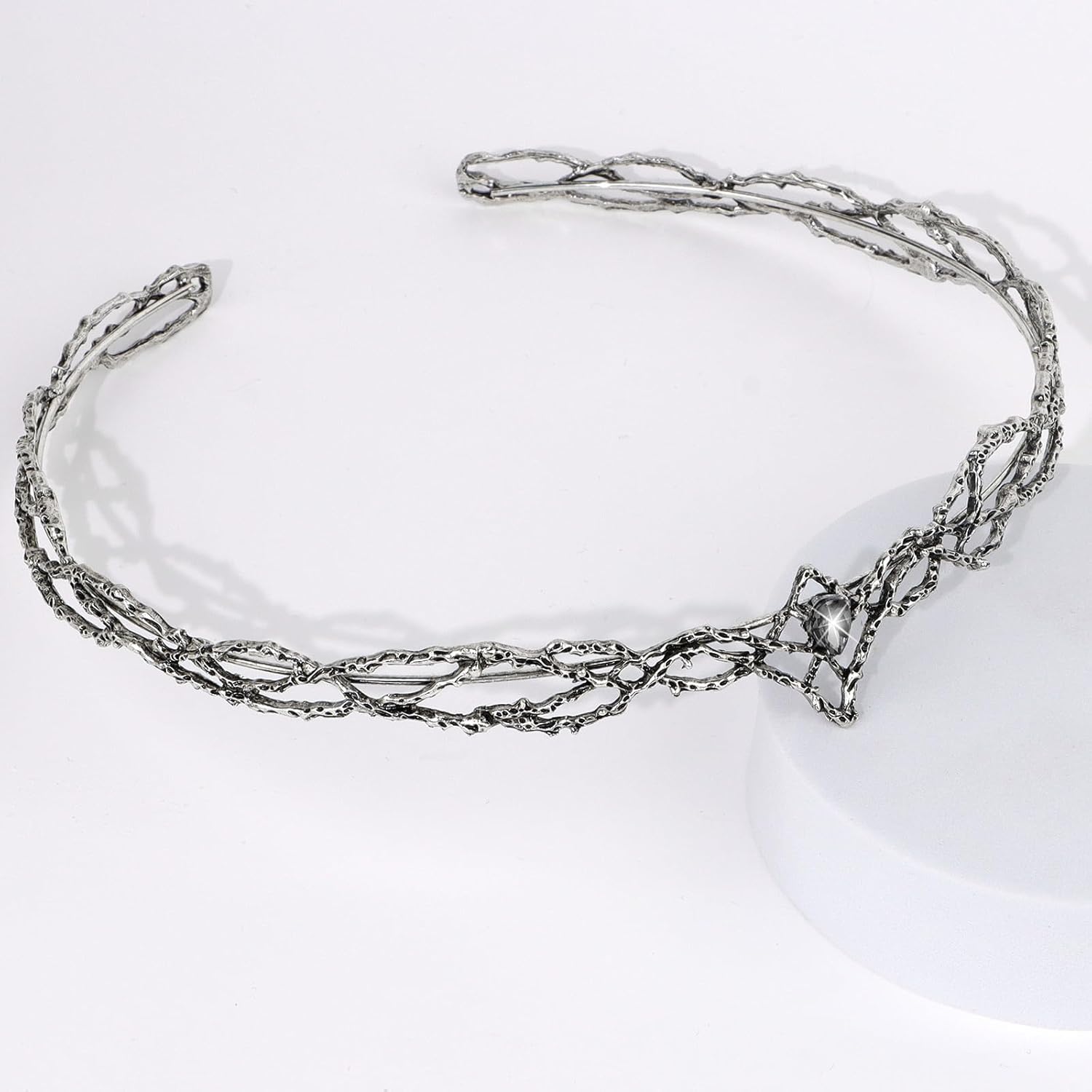 ANBALA Rhinestone Fairy Crown for Women Crystal Elf Crown Silver/Gold Circlet Costume Headwear for Men Renaissance Headpiece for Birthday Party Cosplay Halloween - Image 4