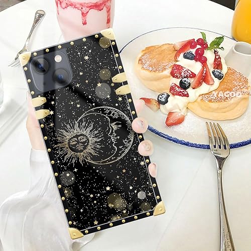 Miniatura 6 de Cvkoyhl Compatible con iPhone 13 Mini funda cuadrada para teléfono, J Sun and Moon Stars Luxury TPU Corner Funda de protección a prueba de golpes