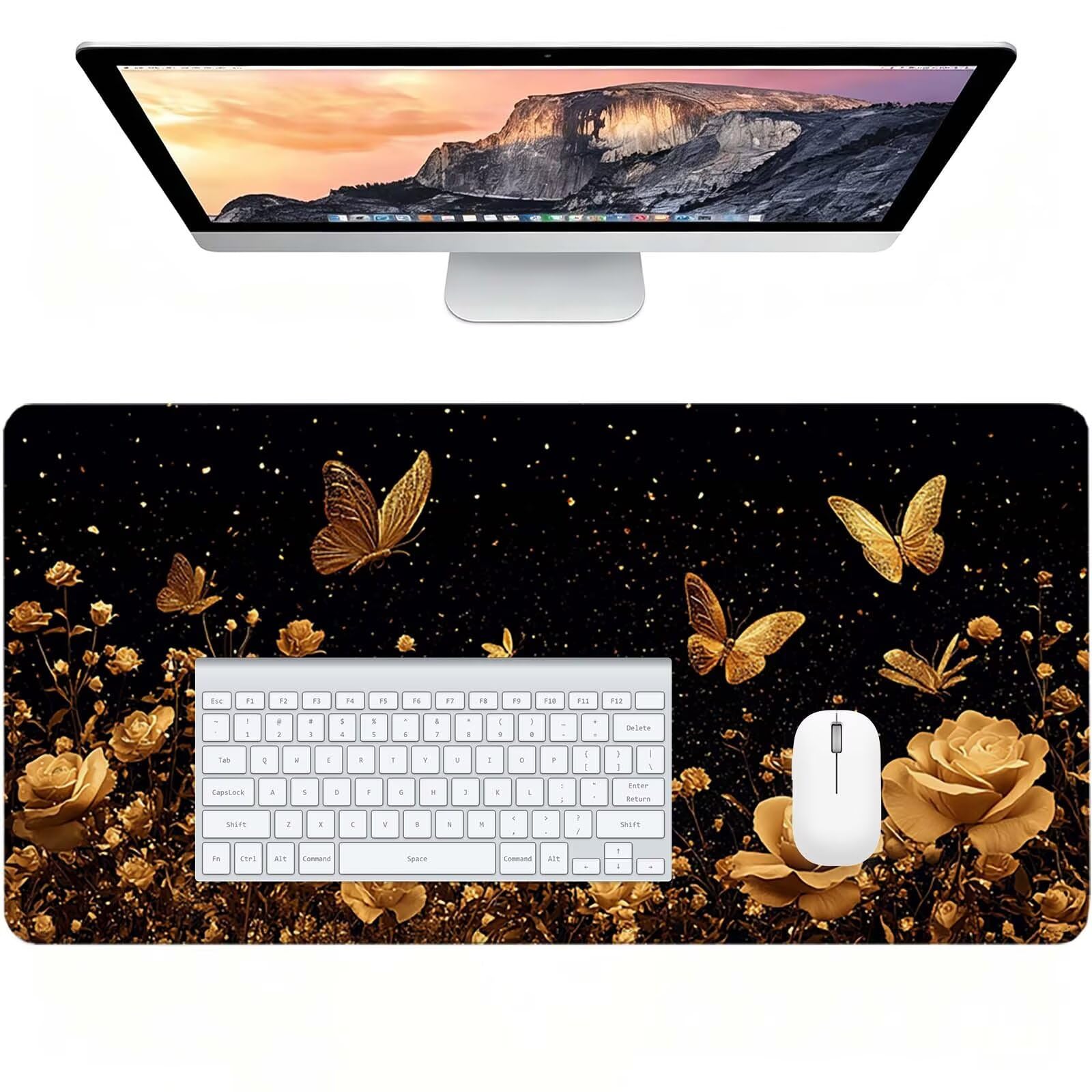 Tapis de Souris Gaming XXL Noir Tapis de Bureau Jaune 1000x500 mm J0-1086