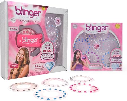 blinger Bundle! Diamond Collection Starter Set + Glimmer Collection Refill Pack Slumber Party | 255 Rhinestones | Instantly Add Sparkle to Your Hair | Simply Load, Click, Bling
