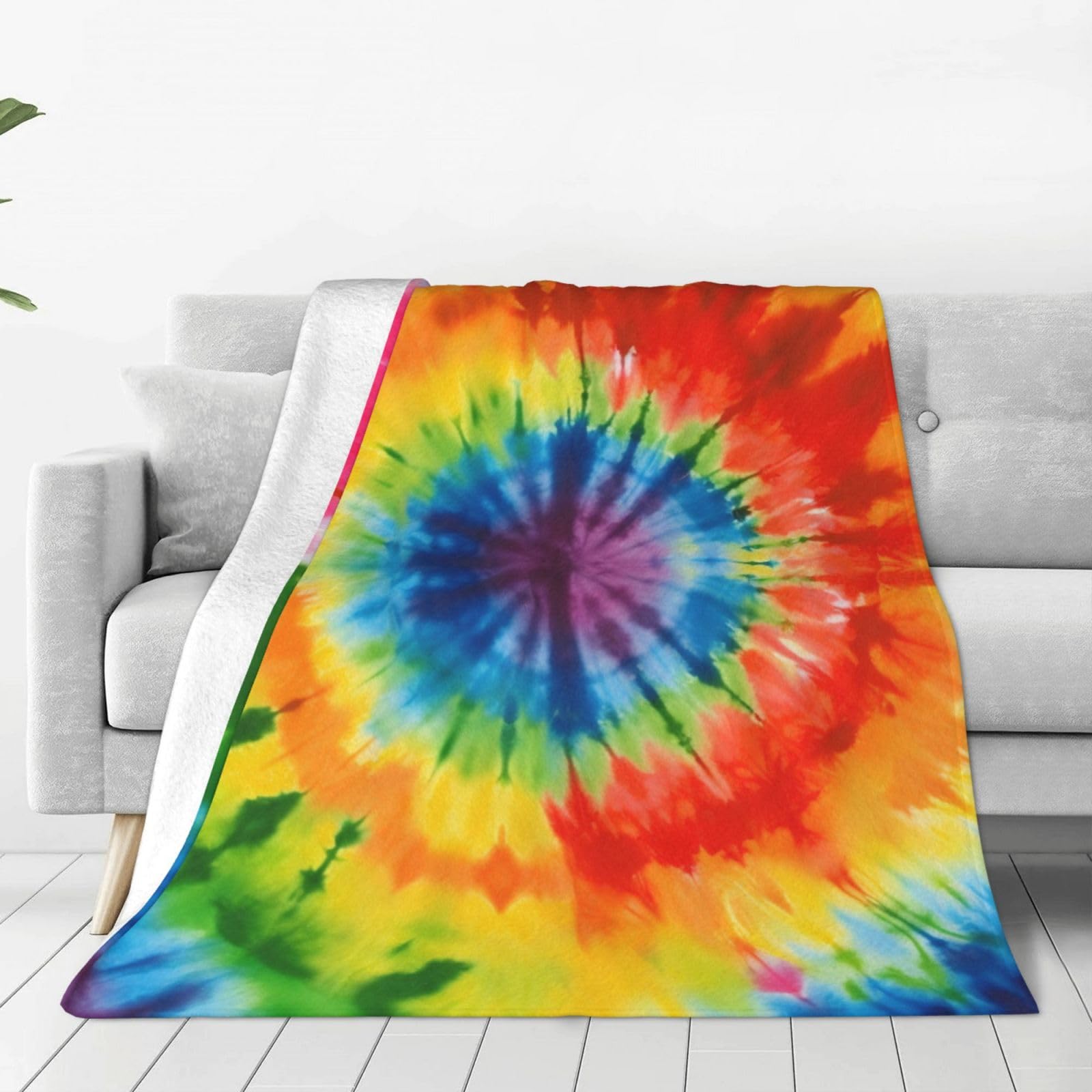 Couverture imprimée tie and dye flanelle 152x203 cm pour lit et canapé