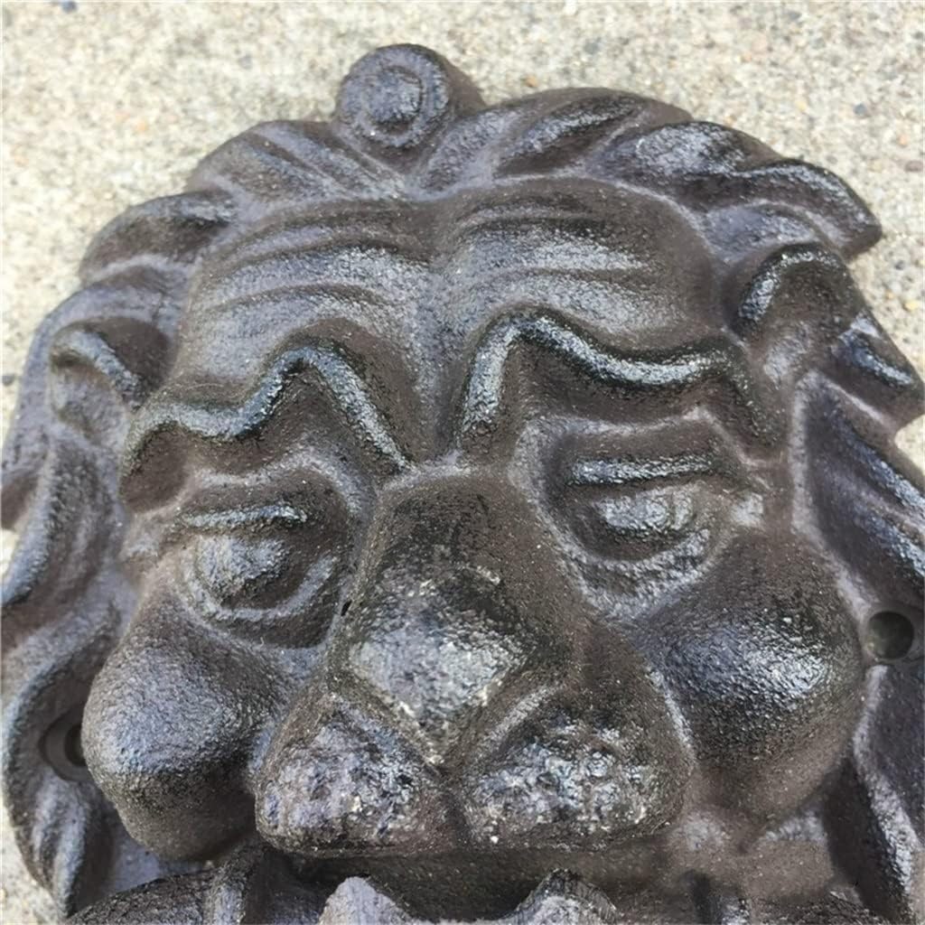 TIST Iron Door Knocker Front Door Retro Cast Iron Door Knock Black Lion Head Door Handle Home Classical Door Ring Knocker Surface-Mounted Installation