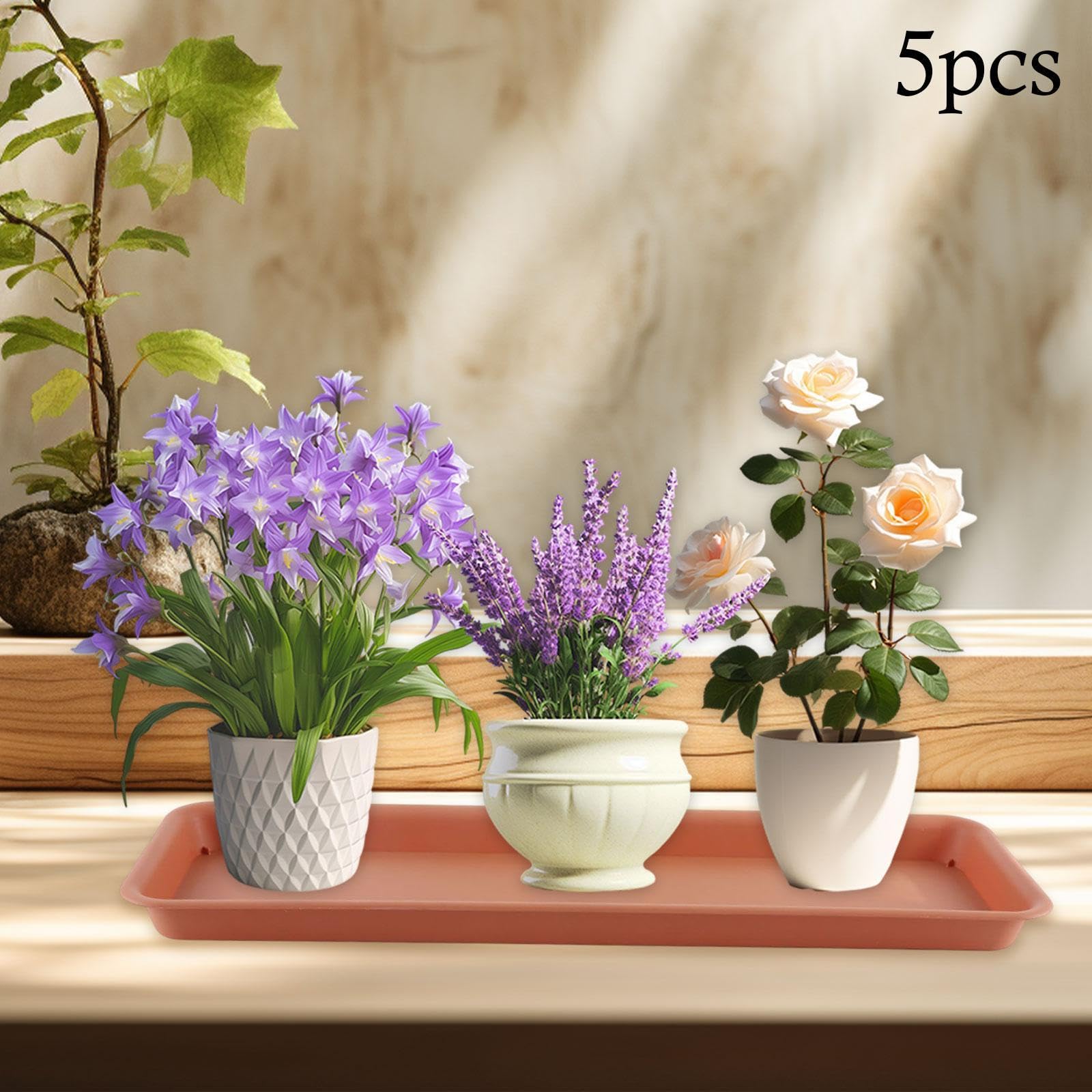 Sharplace 5X Planifications de soucoupes de Planter Planter compacts rectangulaires Robustes en Pot de soucoupes de Plante Plateaux d'égoutte, Rouge