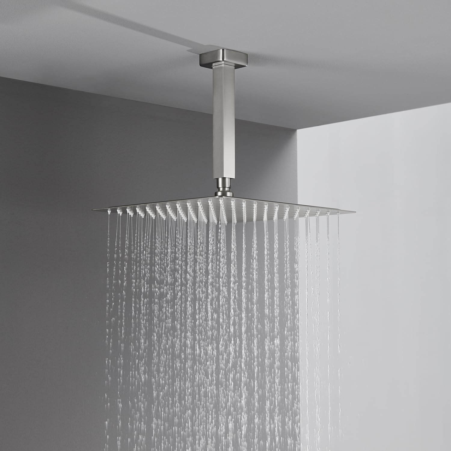 Shower System 12 Inches Rain Shower Combo Set Brushed Nickel Ceiling Mount Shower Faucet Bathroom Faucets with Rainfall Shower Head and Hand Shower