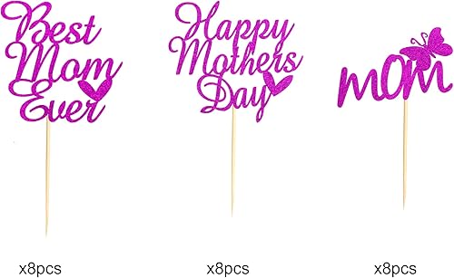 Miniatura 9 de 24 piezas de decoración para cupcakes para el Día de la Madre, con diseño de mariposa, decoración de pasteles para el día de la madre, suministros