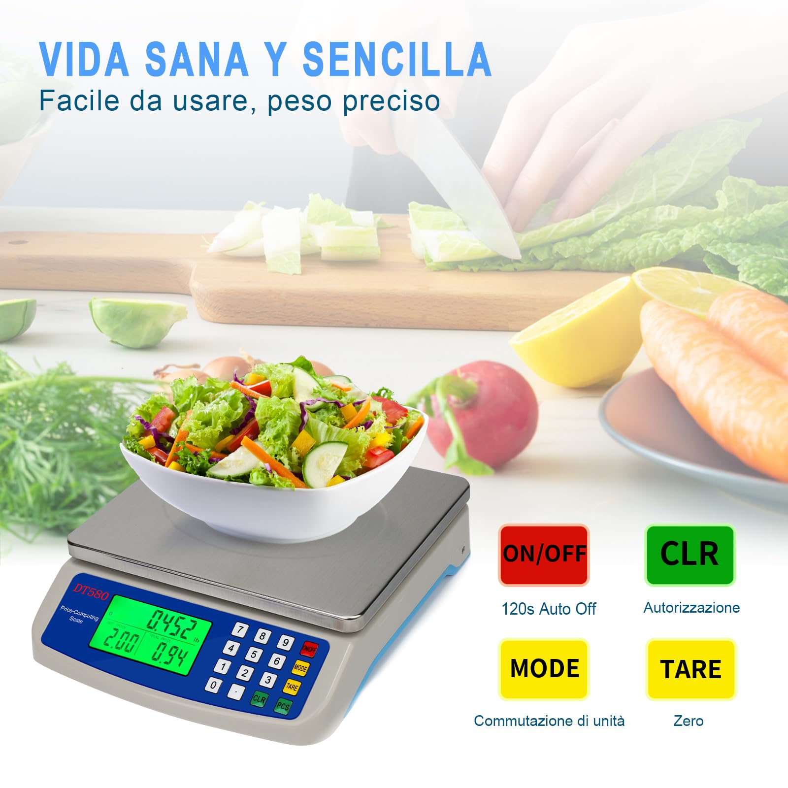 Bilancia cucina digitale acciaio inossidabile 40kg bilancia professionale per alimenti Ideale per panifici Mense e cucine bilancia contapezzi con display LCD Funzione Tara