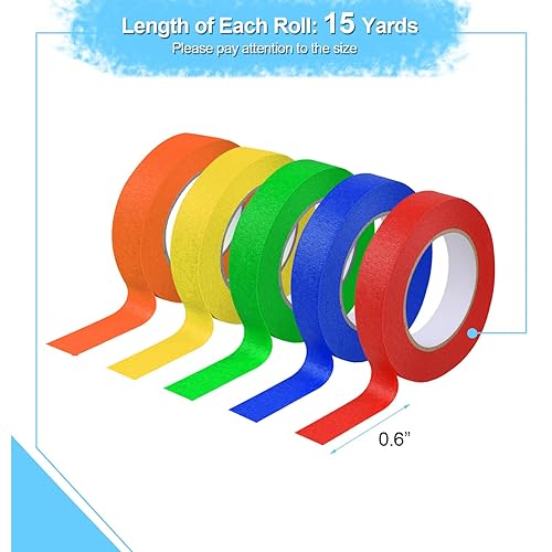 Miniatura 2 de DSUWAZU 6 cintas de pintura azul de alta calidad, cinta de dibujo, cinta adhesiva para manualidades y artes, cintas de pintura, ideal para arte,