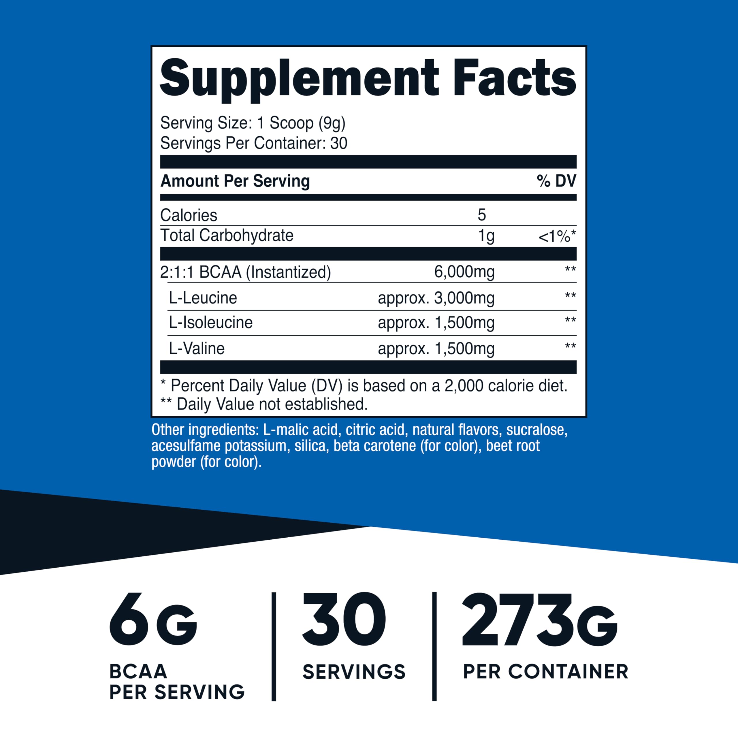 BCAA Powder 2:1:1 (Peach Pear, 30 Servings) - Branched Chain Amino Acids