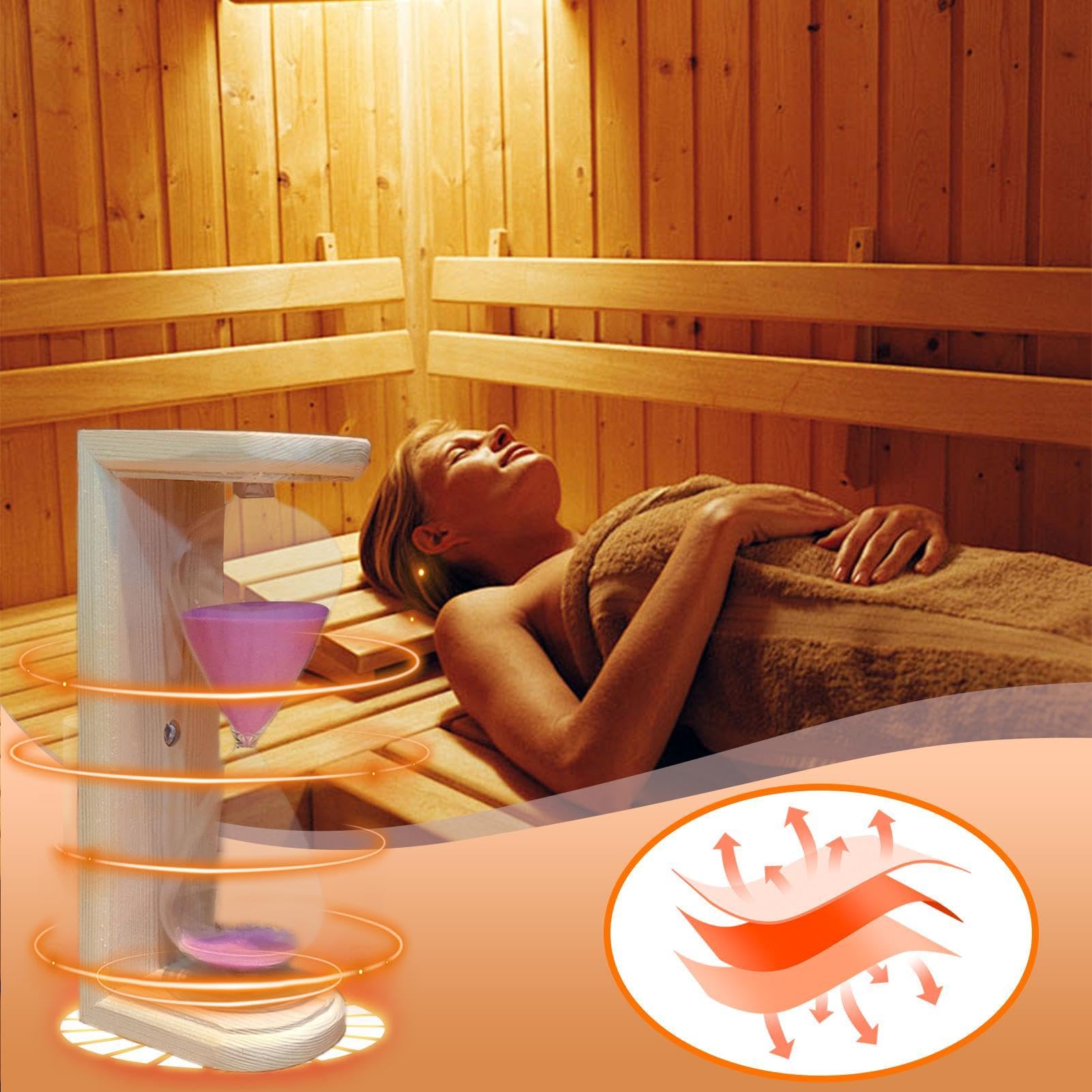 Temporizador de sauna, reloj de arena – 15 minutos reloj de arena, accesorio para sauna, reloj de arena para Acción de Gracias, Navidad, Año Nuevo chino, día de San Valentín