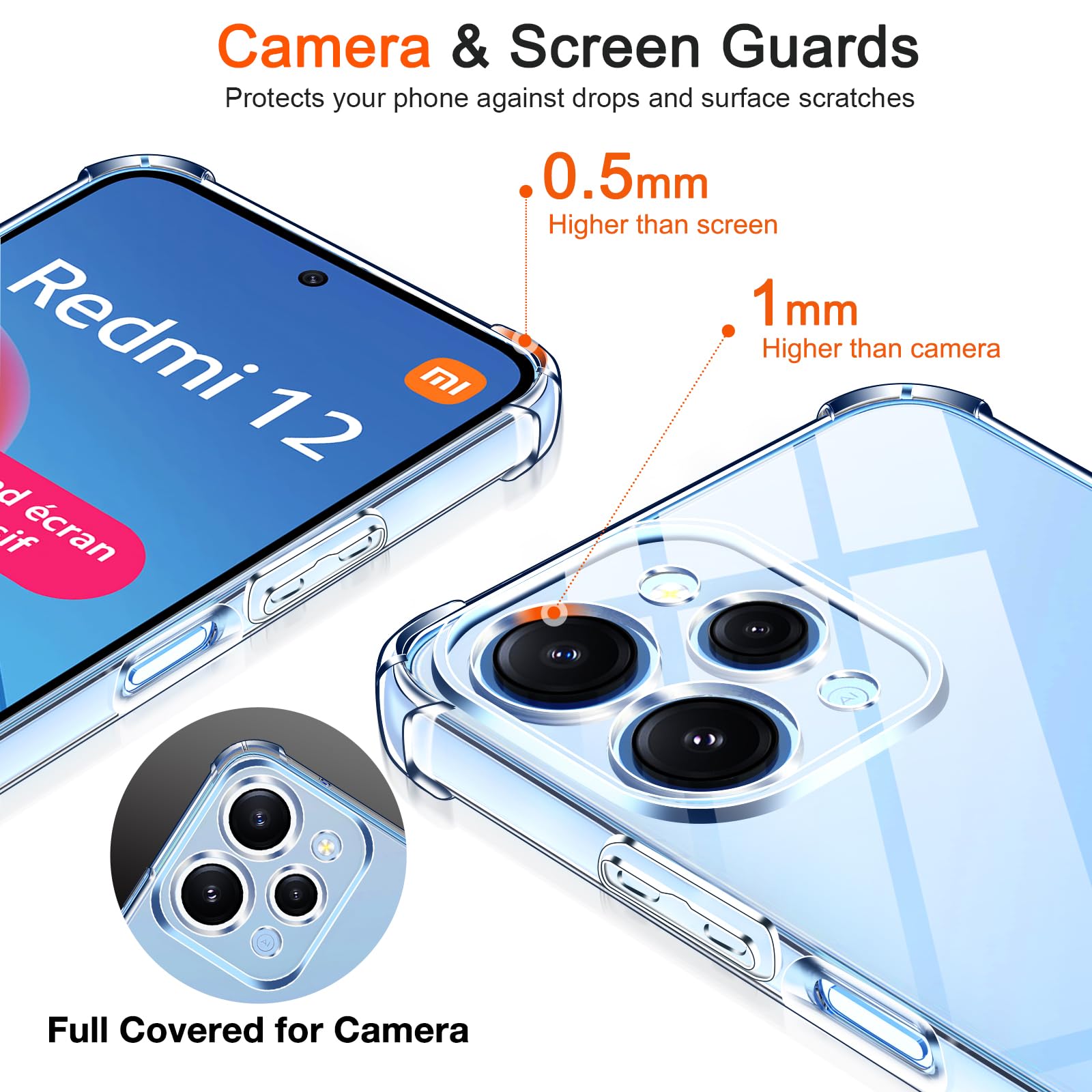 IVoler Cover Per Xiaomi Redmi 12 4G/5G: Custodia Trasparente Antiurdo E Sottile - 2