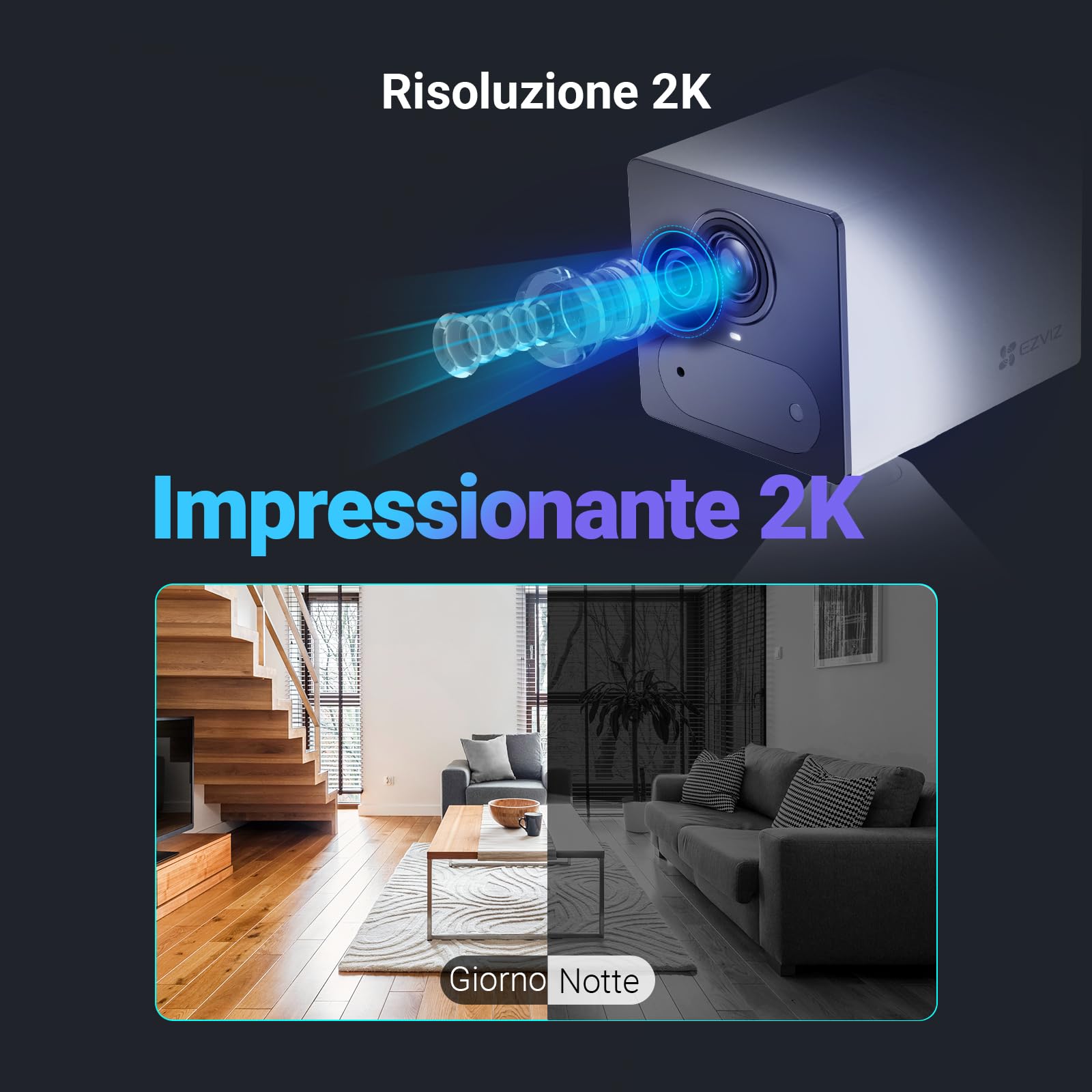EZVIZ 4G LTE 2K Telecamera da Interno a Batteria, Audio Bidirezionale, Rilevamento di Persone, Registrazione Time-Lapse, Modalità AOV, 100% Senza Fili, 512GB SD(Non Inclusa), CB2 Nera