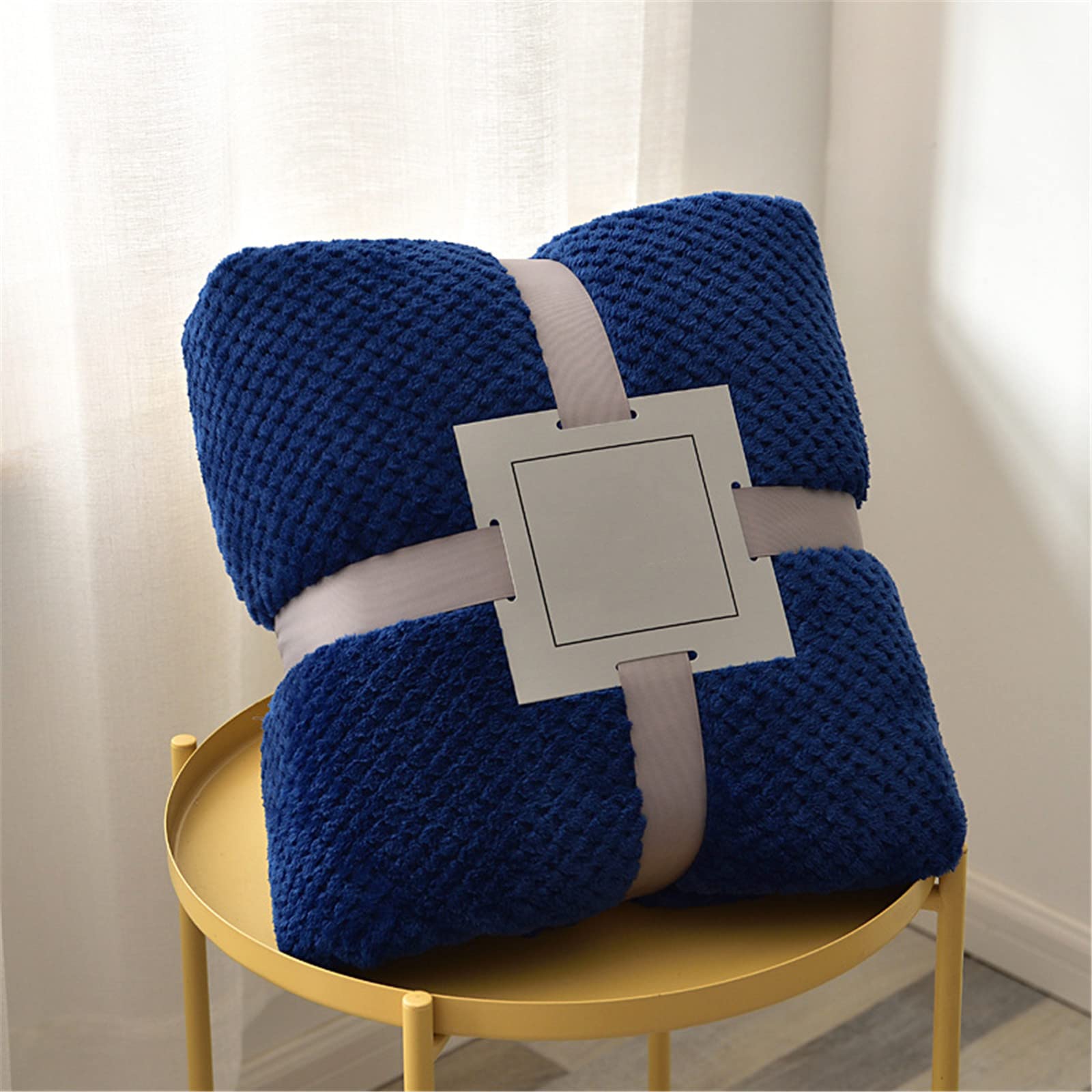 Chickwin Solid Color Fluffy Flannel Blanket Throw Large for Sofa Warm Cozy Fluffy Blanket Soft Fleece Blankets Lightweight Microfiber Throw Blanket for Bed Couch Chairs (120x200cm,Dark blue)