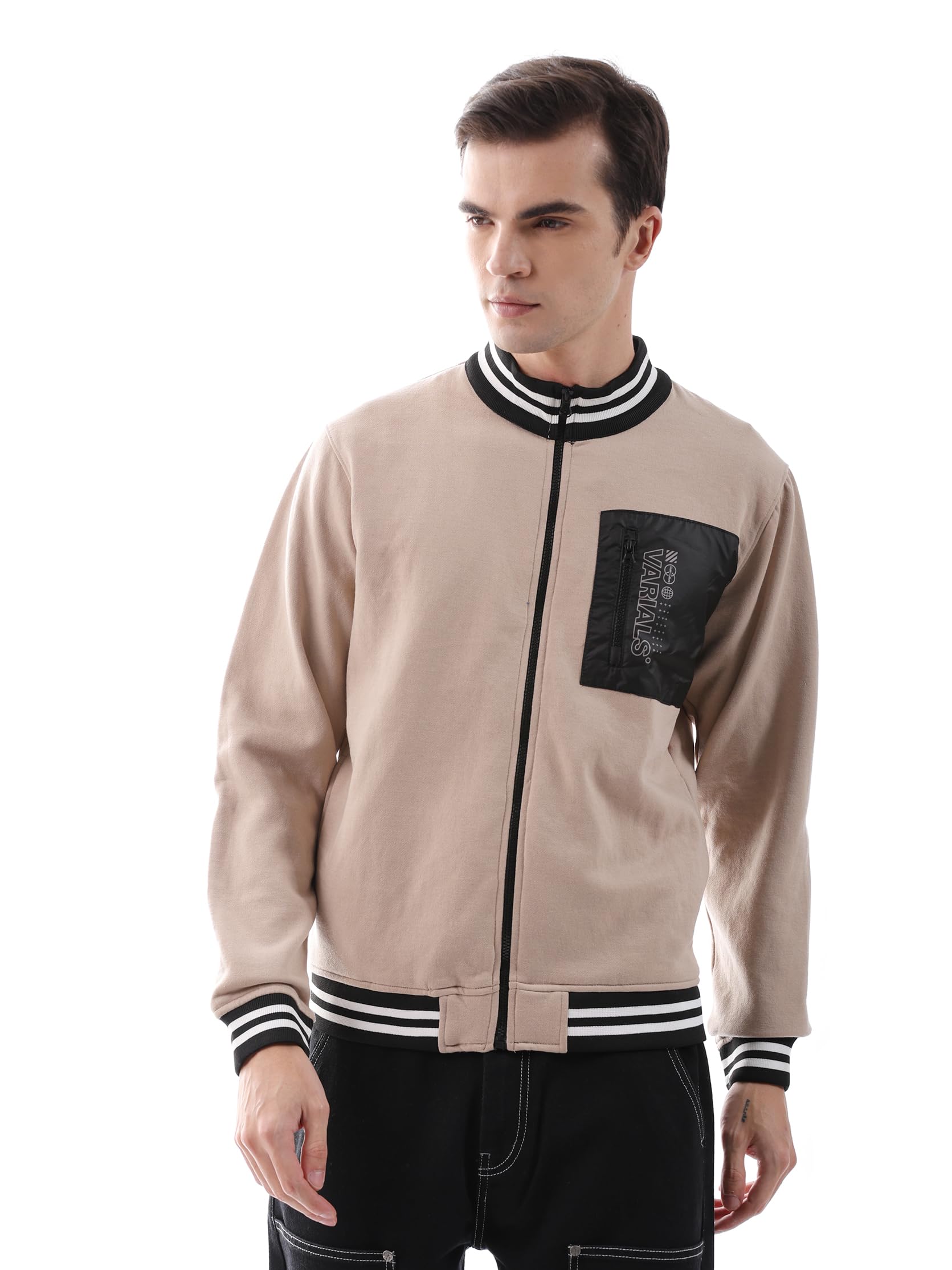 the indian garage co Men Regular Fit Placement Print High Neck Front Open High Neck Sweatshirt-picture-35