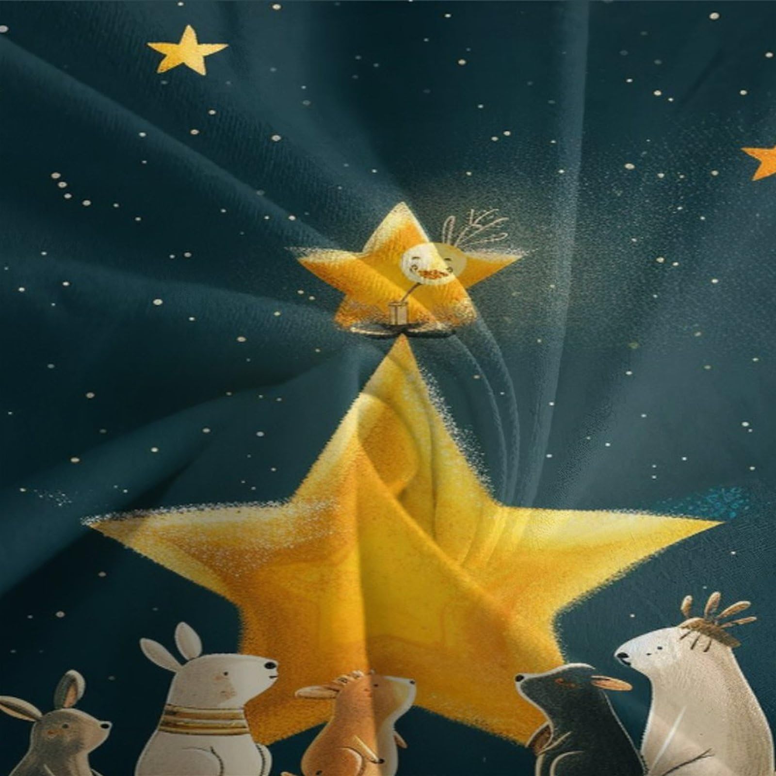 Estrellas y Animales Juego De Funda Nordica Y Fundas De Almohada De Microfibra Suave con Diseño 3D Dibujos Animados Y Cierre De Cremallera para Ninos Ninas Adultos Y Ninos King（220x240cm）