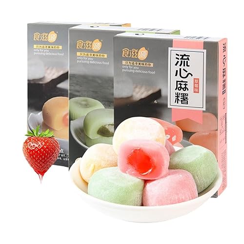 Mochi Daifuku Snacks,Rice Cake Daifuku,Strawberry Mango Matcha Flavor Sweet Desserts,Traditional Confectionary,for Dessert & Afternoon Tea(3 Boxed,450g)