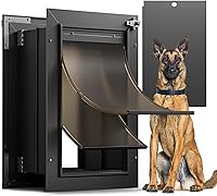 VOSOIR Large All-Aluminum Dog Door for Wall - Up to 110 lbs Pets, Double Magnetic Flaps, Energy Efficient, Easy Install Black