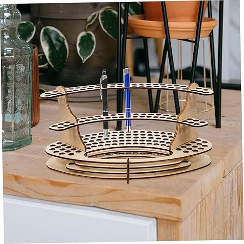 Miniatura 9 de MAGICLULU Soporte de madera para bolígrafo de bricolaje, soporte de exhibición de pasteles para brochas de maquillaje, ranuras verticales, soporte