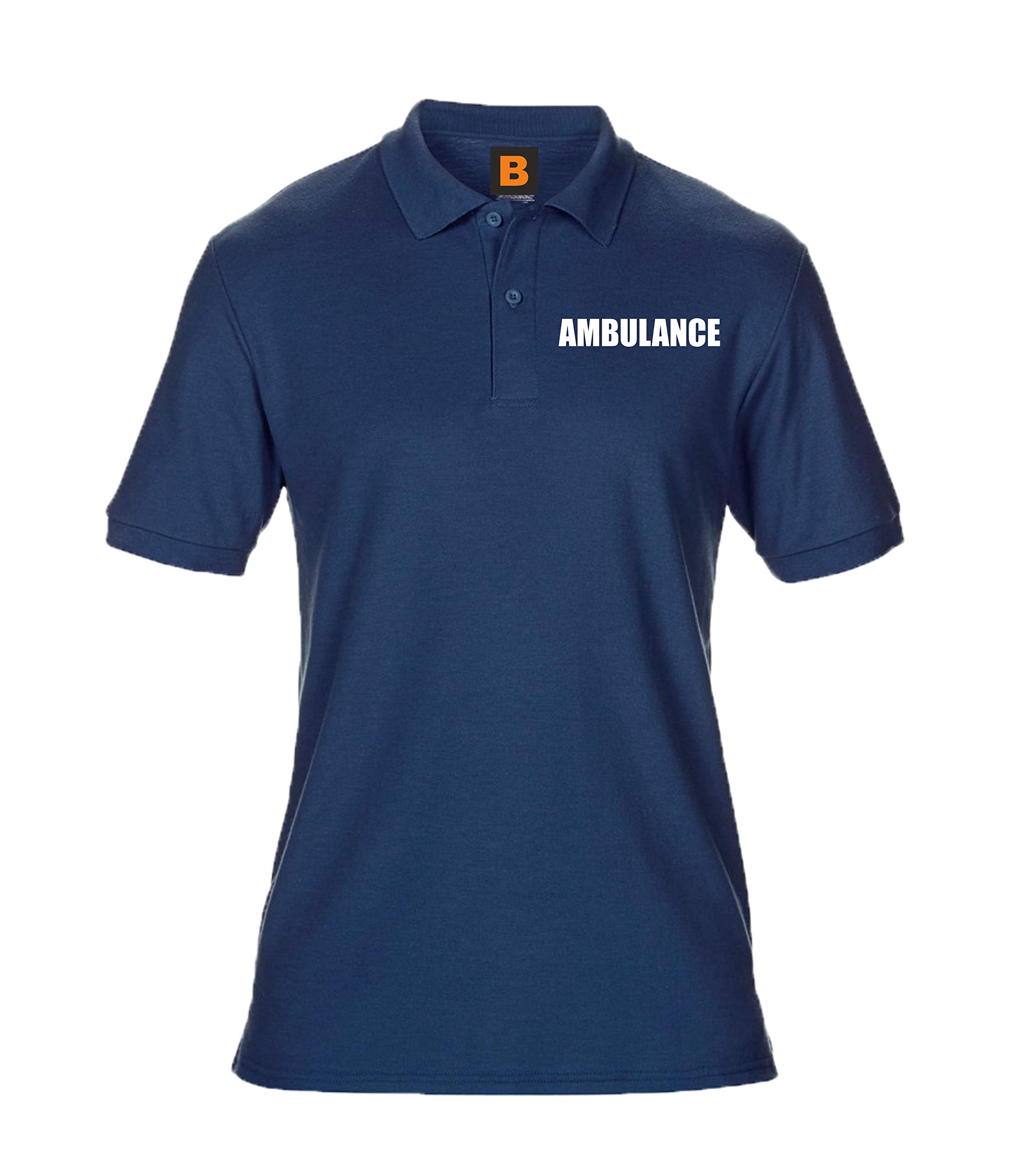 Brook Hi Vis Uk Unisex Navy Ambulance Printed Polo Shirt, Medical Clothing Large