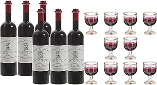 LUOZZY 16 Pcs Miniature Dollhouse Wine Bottle and Glasses Dollhouse Wine Glasses Miniature Wine Bottles Goblet for Dollhouse Accessories