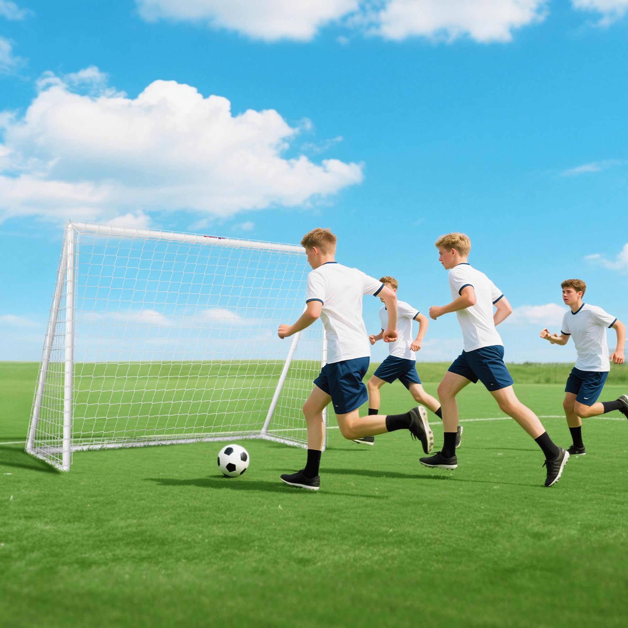 SPORTNOW Fußballtor für Jugendliche & Erwachsene wetterfestes standfestes Fußball Tor mit Netz, Erdhaken, Outdoor Torwand für Garten, Park, Strand