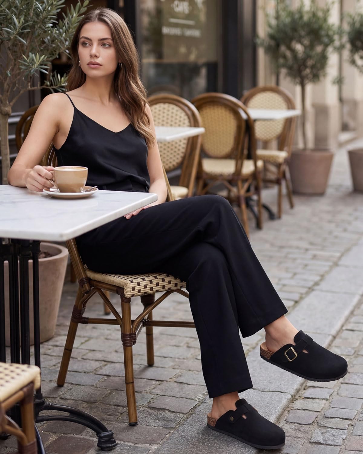 LANGDU Sabots Mules Homme Femme Cuir Antidérapants Semelle Bout Fermé 38-46