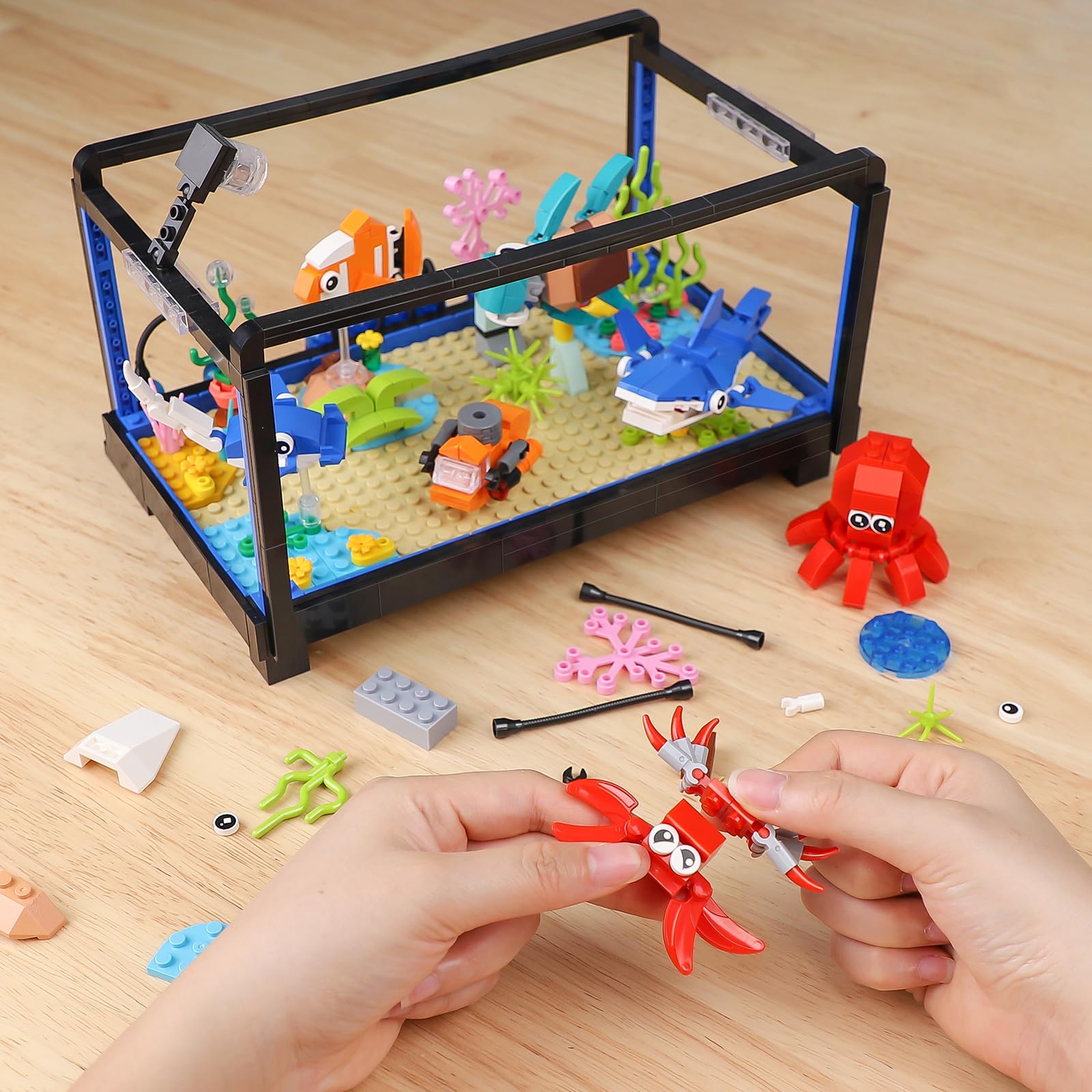 Set Costruzioni Acquario LED Tartaruga Mobile IEEILULU Acquario Fish Tank Giocattolo Da Costruzione Con Luce A Giocattolo Creatività Bambini