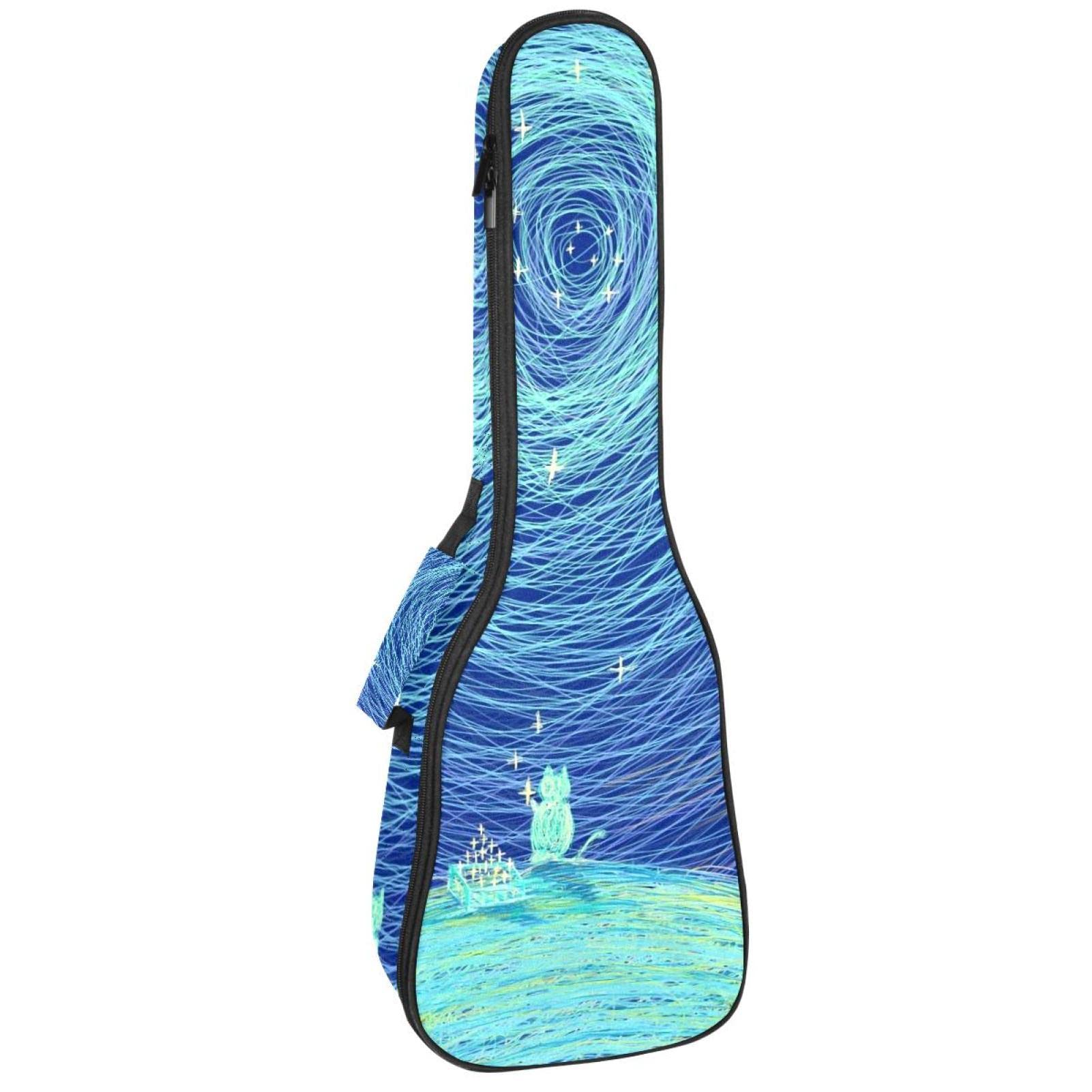 Étui ukulélé ténor bleu chat étoilé un cadeau idéal - 7