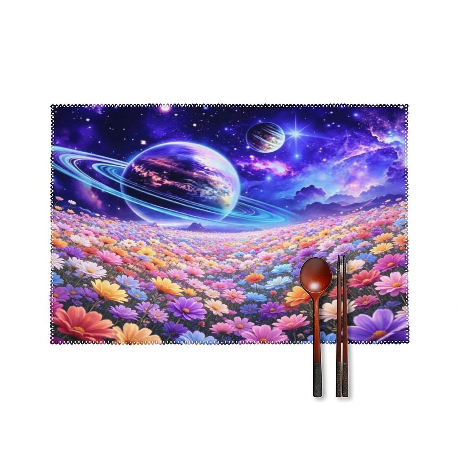 Fekiloot Style Galaxy Space Placemats Set Of 6,Table Mat