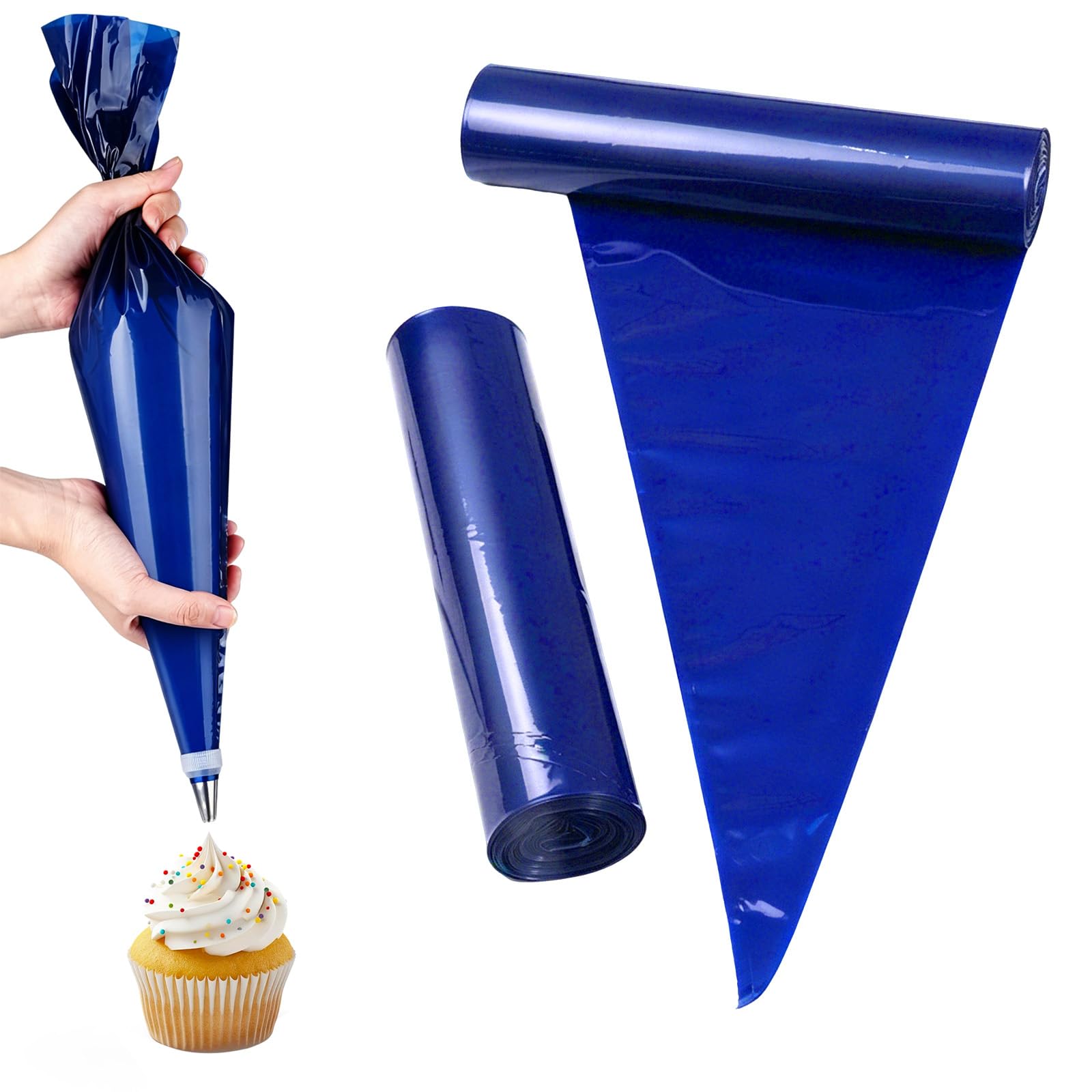 100pcs Disposable Piping Bags 21inch, Blue Large Piping Bags, Strong Pipings Bag Suitable for Cupcakes Cakes Desserts and All Baking Decoration Purposes