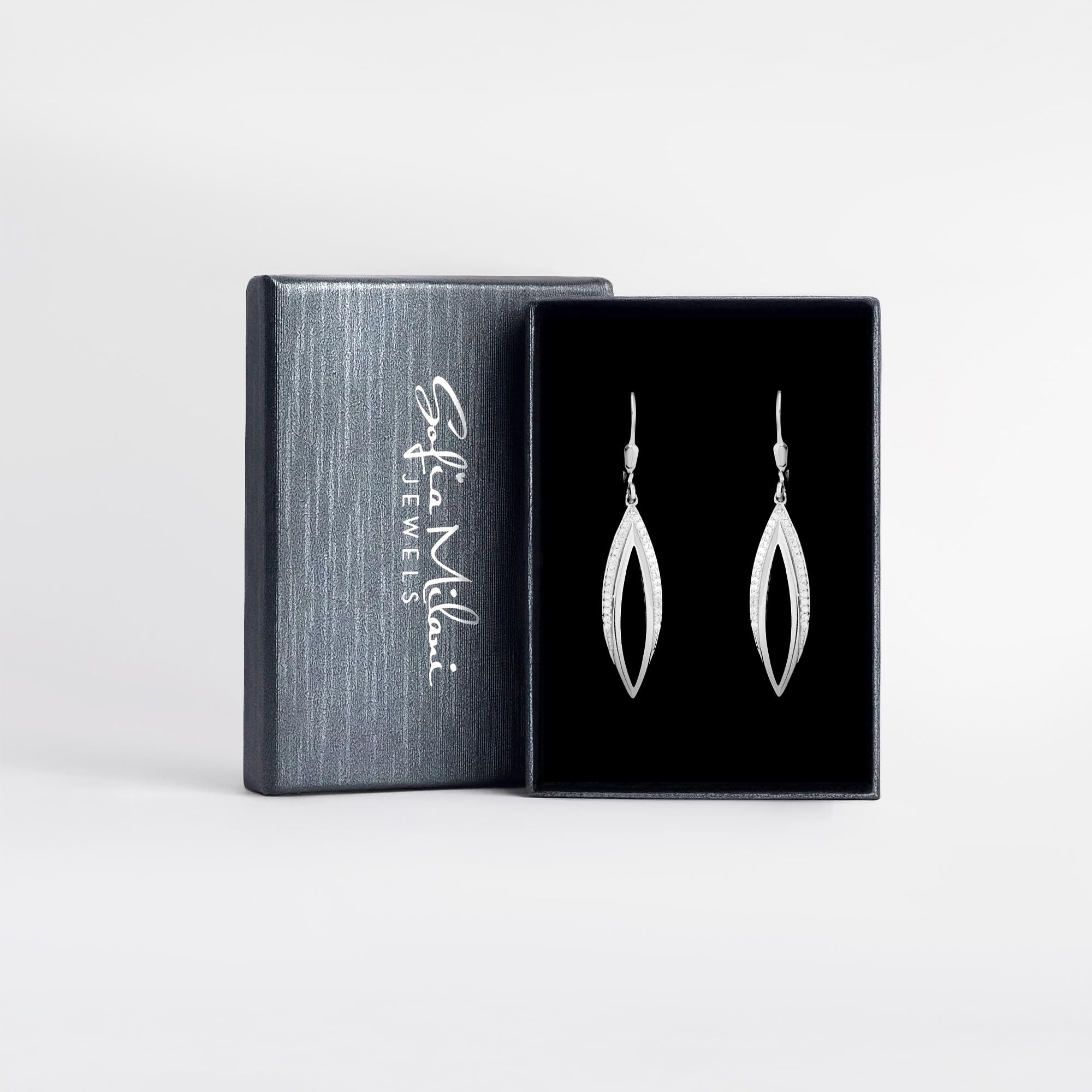 SOFIA MILANI - Damen Ohrringe 925 Silber - mit Zirkonia Steinen - Oval Ohrhänger - 20564