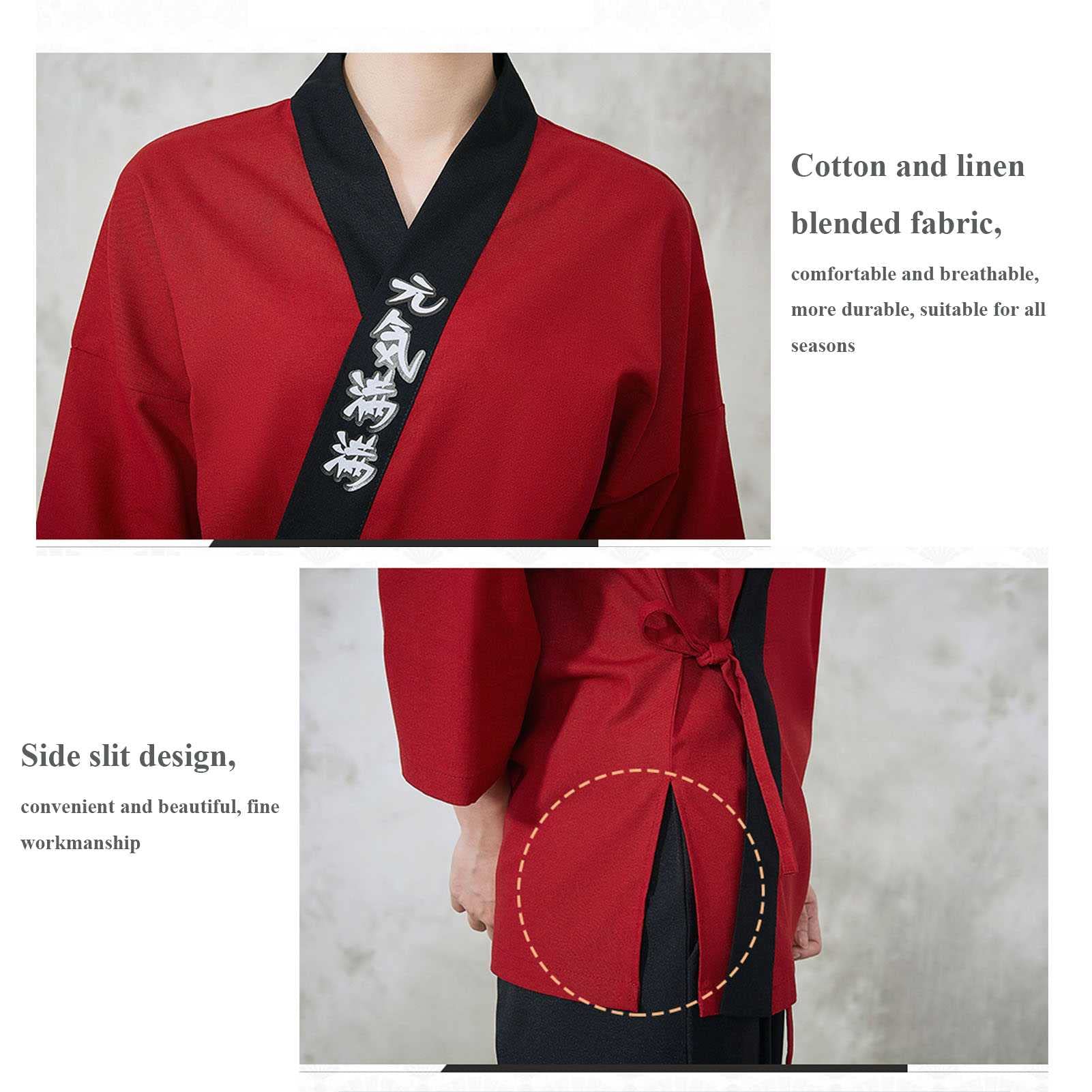 Uomo Donna Giacche da Chef Stile Giapponese Uniforme Professionale Manica a 3/4, Traspirante