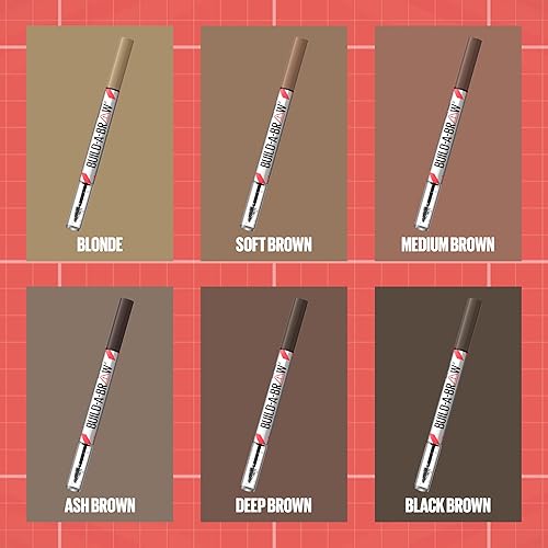 Miniatura 7 de Maybelline Build-A-Brow - Bolígrafo 2 en 1 para cejas y gel de sellado, maquillaje de cejas para cejas de aspecto real, cejas más llenas, marrón