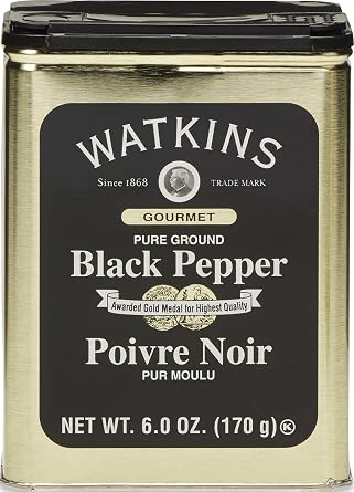 Watkins Gourmet Spice Tin, Pure Ground Black Pepper, 6 oz. Tin, 1-Pack