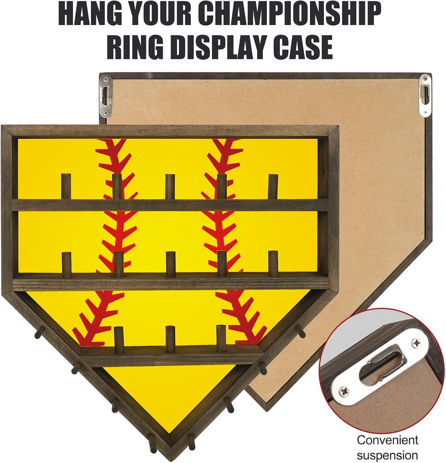Championship Ring Display Case Baseball Softball Ring Holder (Light Colour)